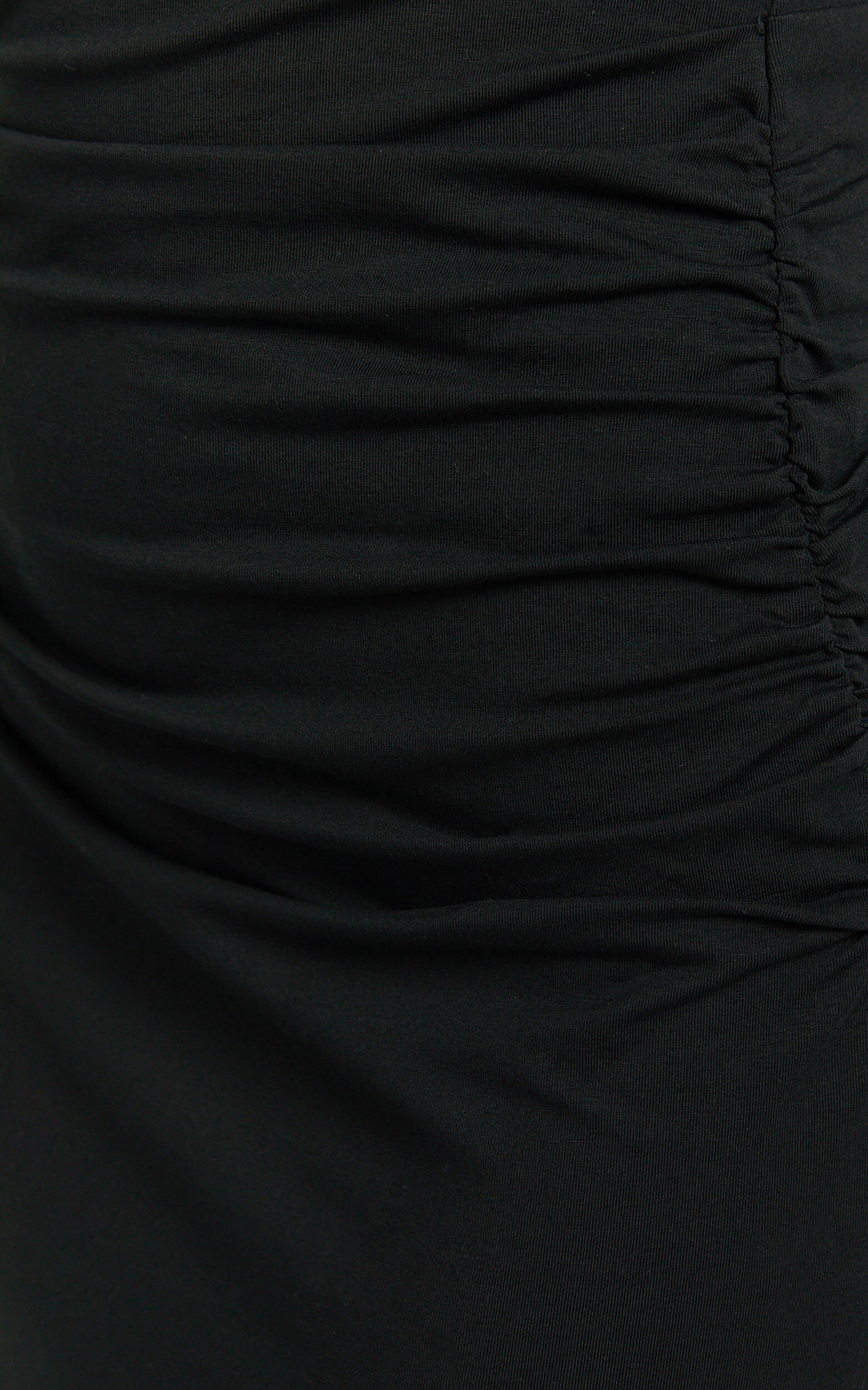 Lizzy Midi Dress - Jersey Ruched Side Split Dress in Black