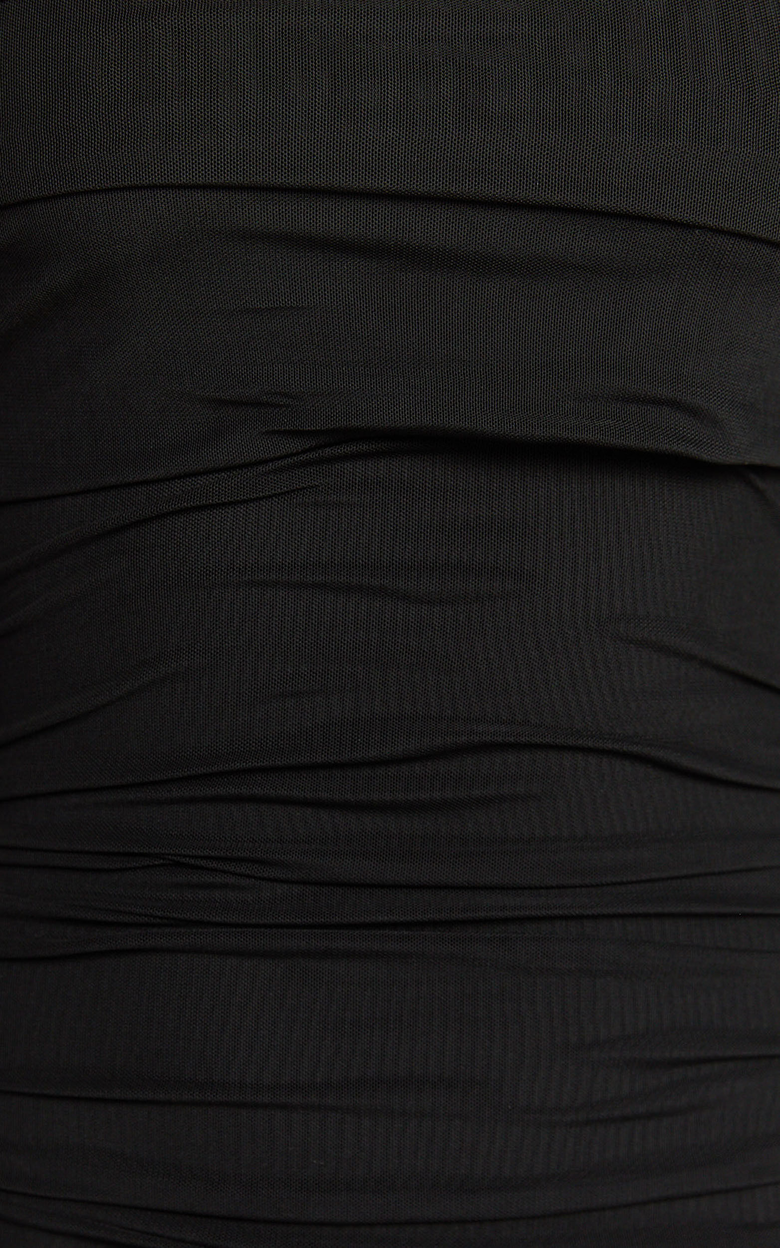 Clyde Mini Dress - Mesh Off Shoulder Ruched Bodycon Dress in Black