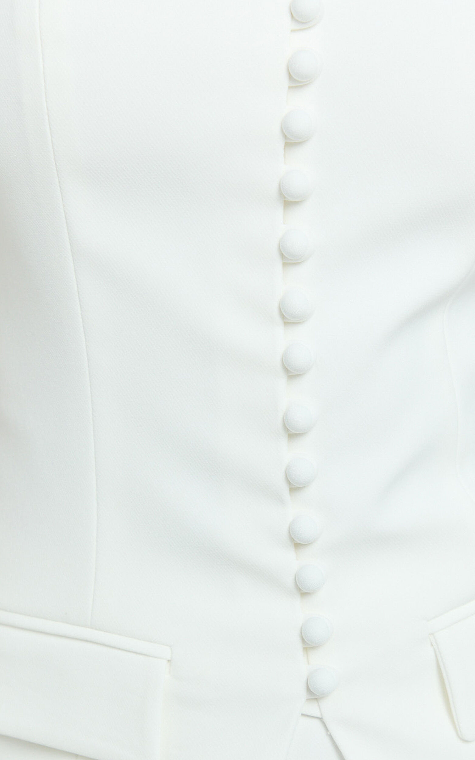 Monroe Two Piece Set - Strapless Button Down Longline Vest Top and High Waisted Mini Skirt in Cream