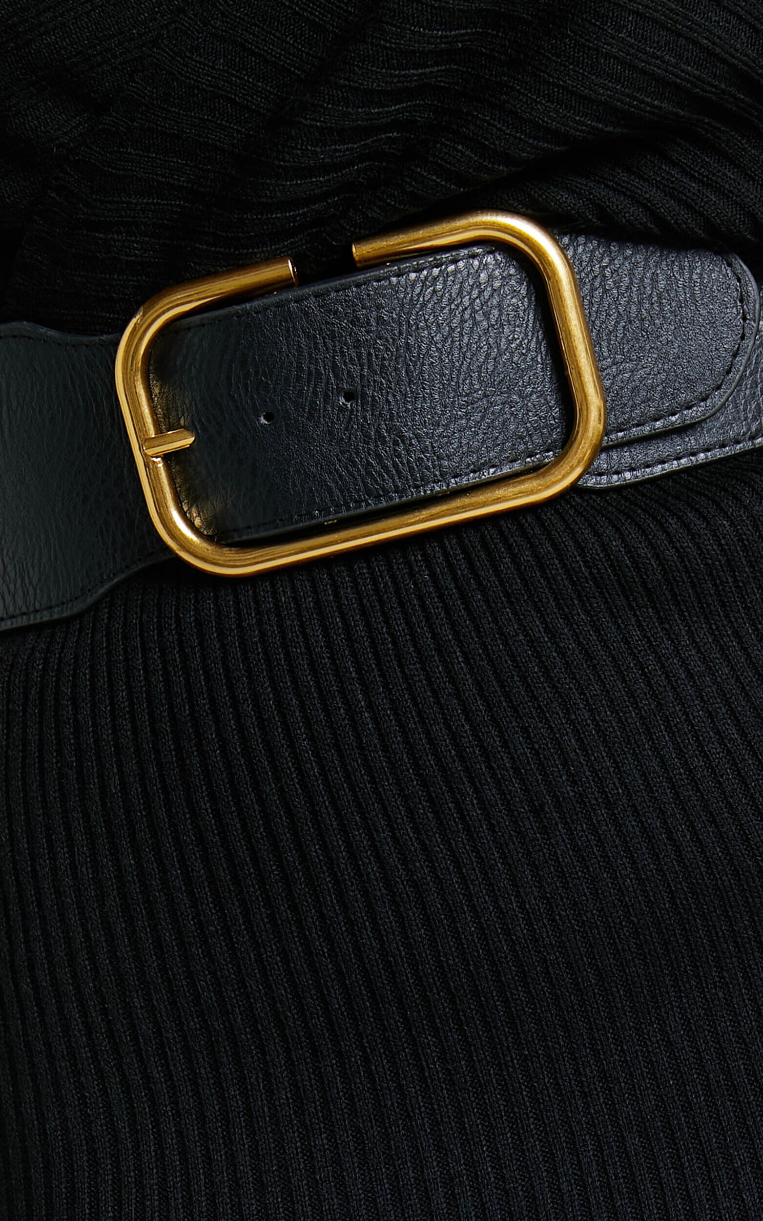 Sheika Midi Dress - Long Sleeve Off Shoulder Knit Dress in Black