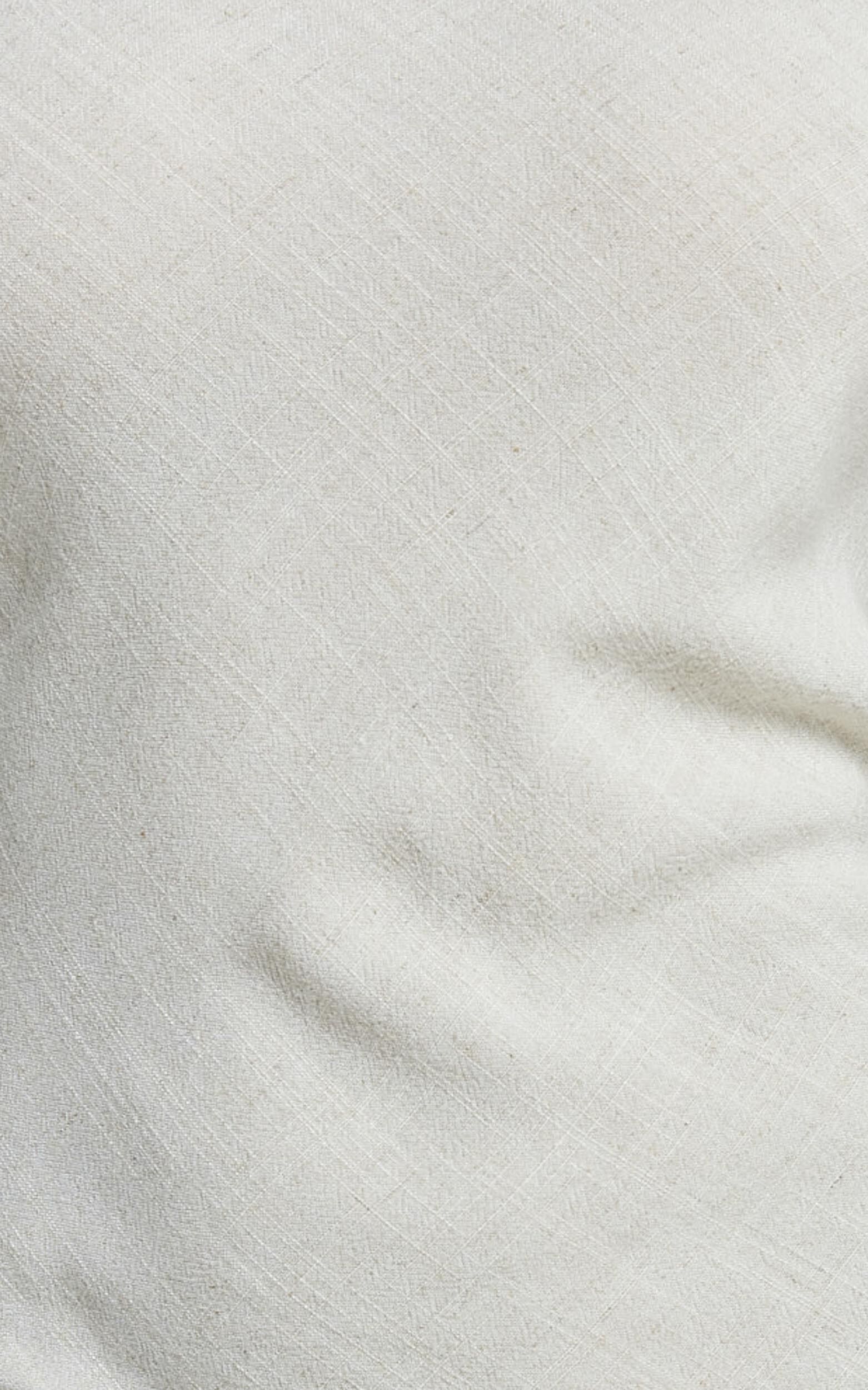 Jessenia Midi Dress - Linen High Neck Dress in Natural