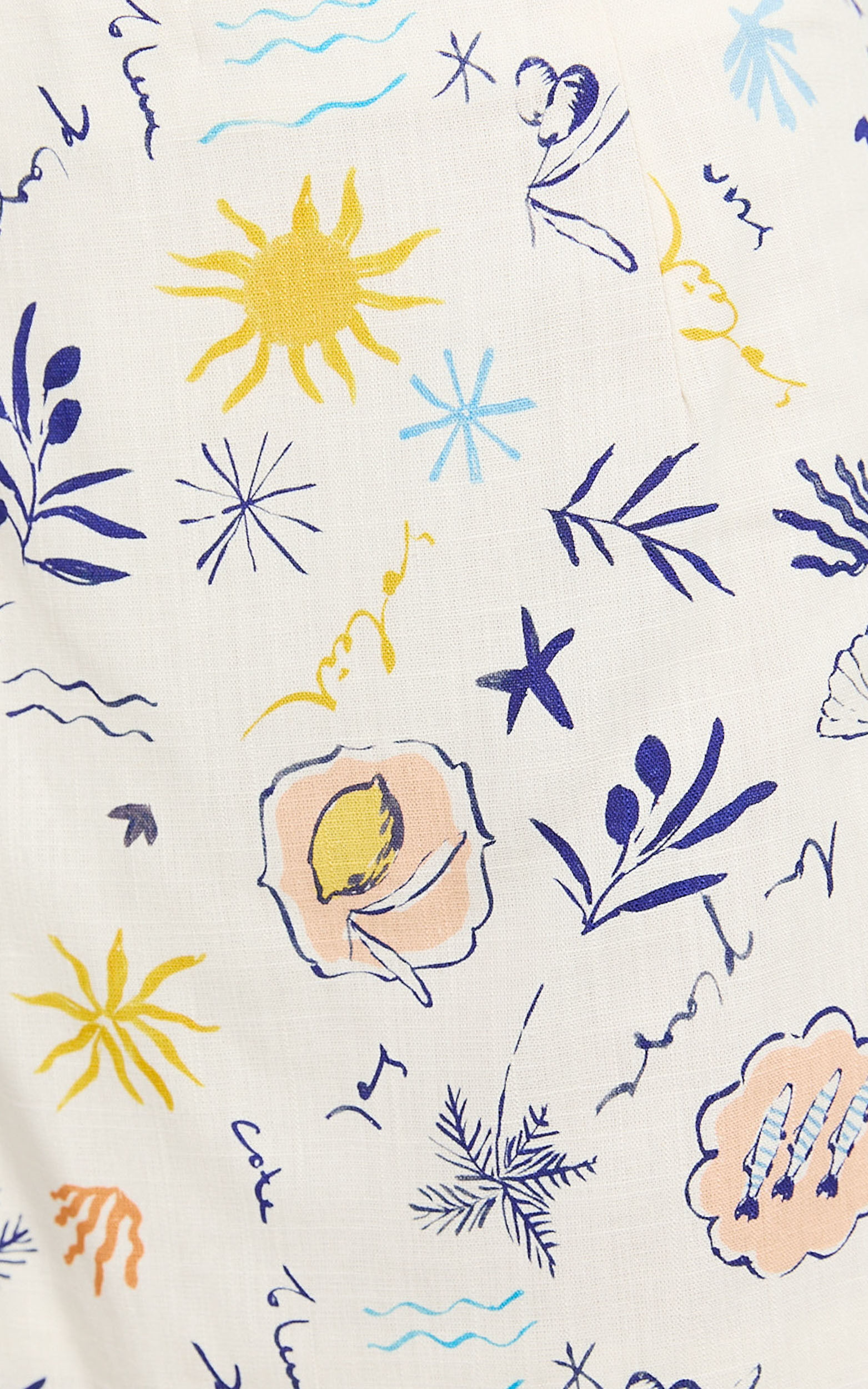 Hera Two Piece Set - Linen Square Neck Halter Vest Top And Mini Skirt Set in Soleil Print