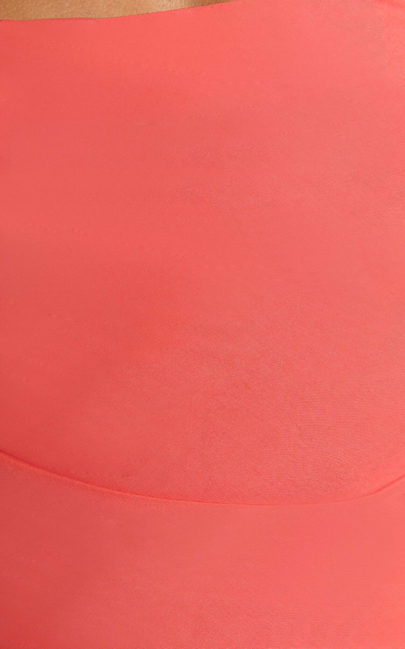 Emelia Mini Dress - Square Neck Tie Back Dress in Coral