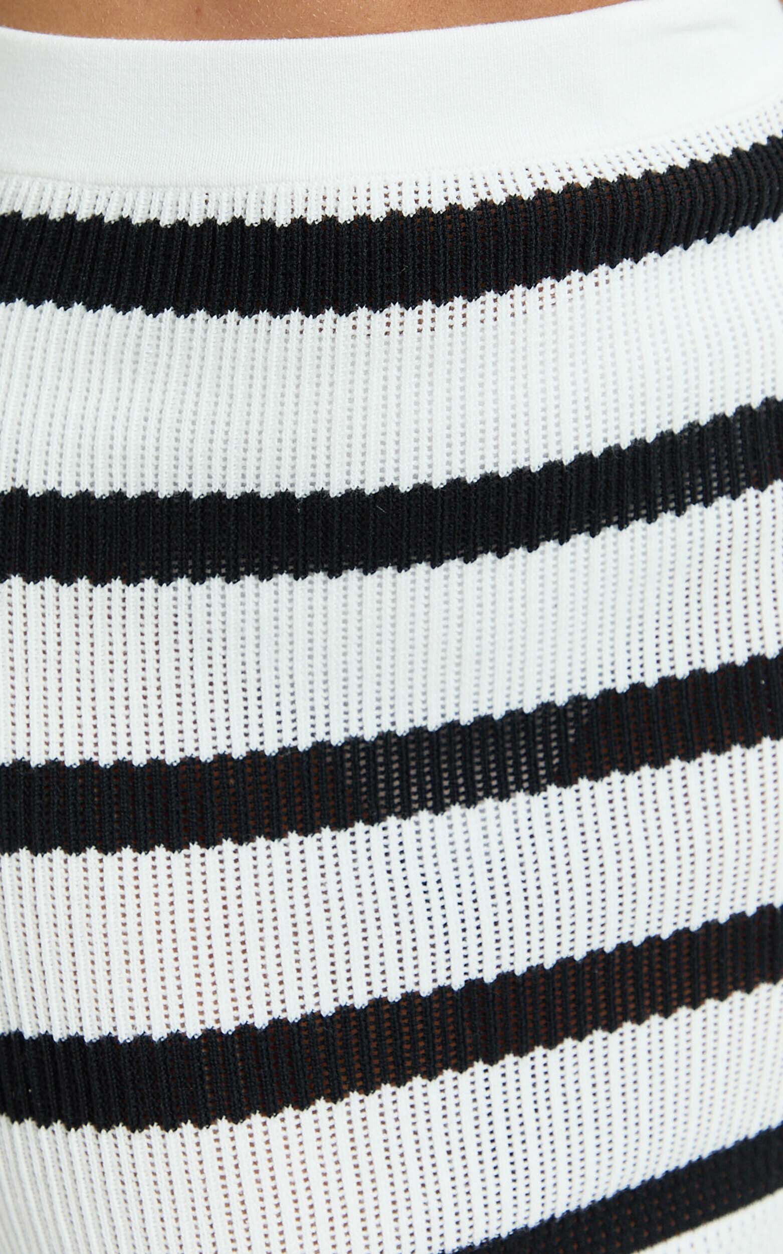 Jamil Two Piece Set - Stripe Column Maxi Skirt And Strappy Corset Crop Knit in White