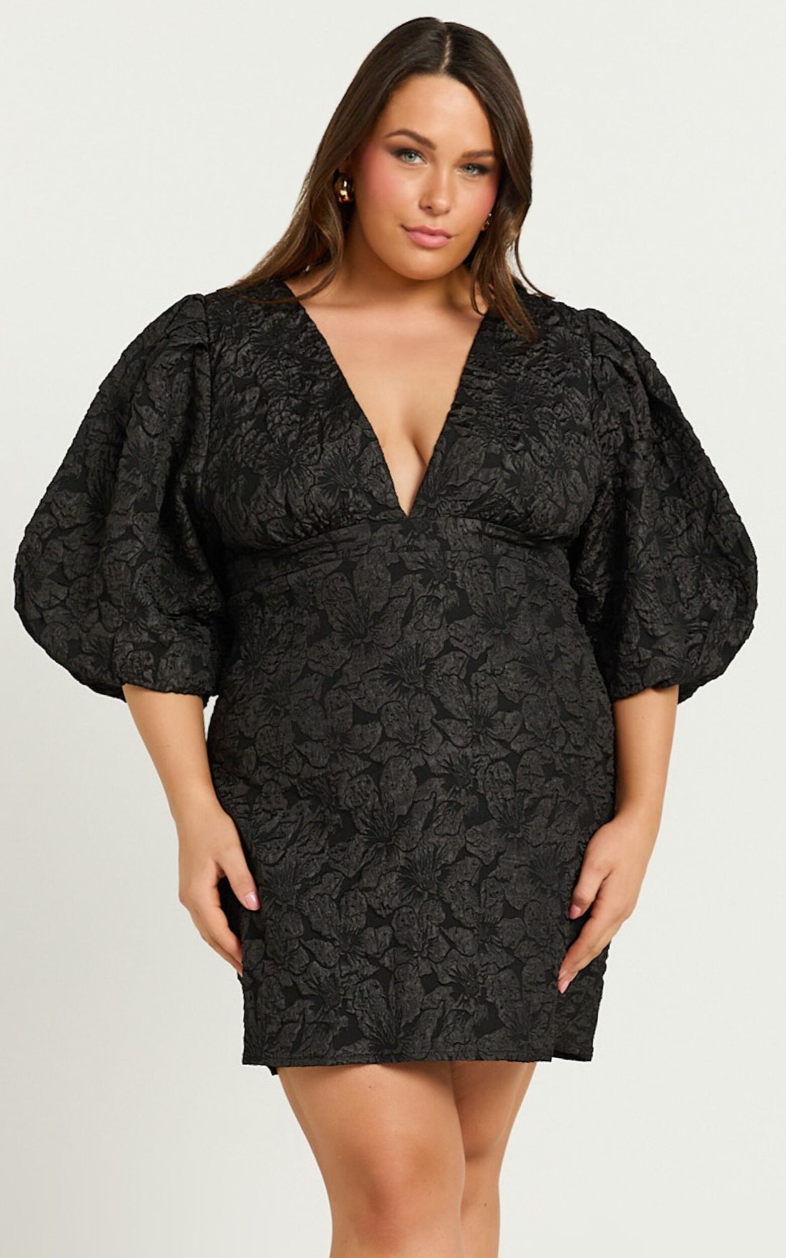 Miley Mini Dress - V Neck Bodycon Dress in Black