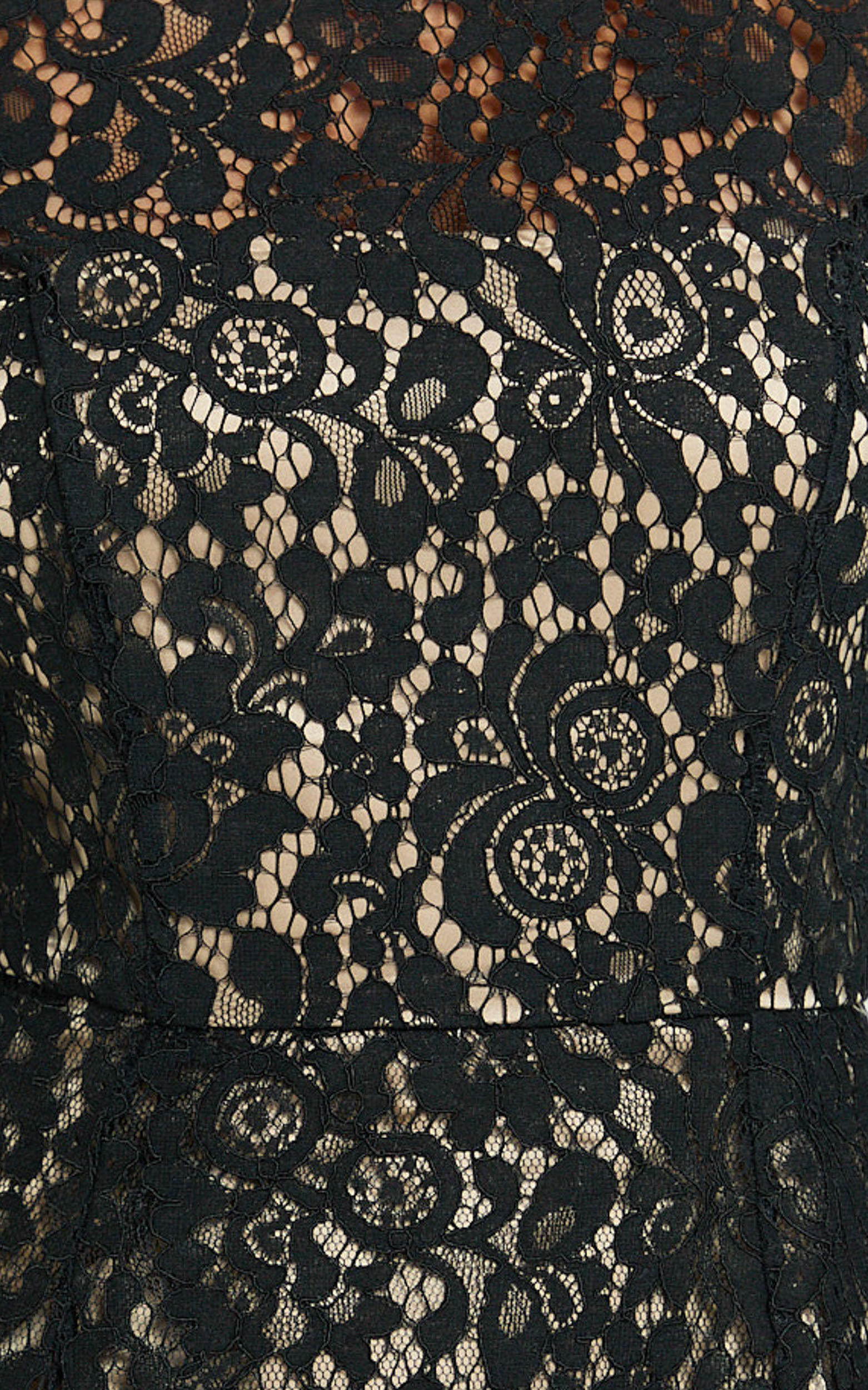 Ness Mini Dress - Long Sleeve Lace Fit And Flare Dress in Black