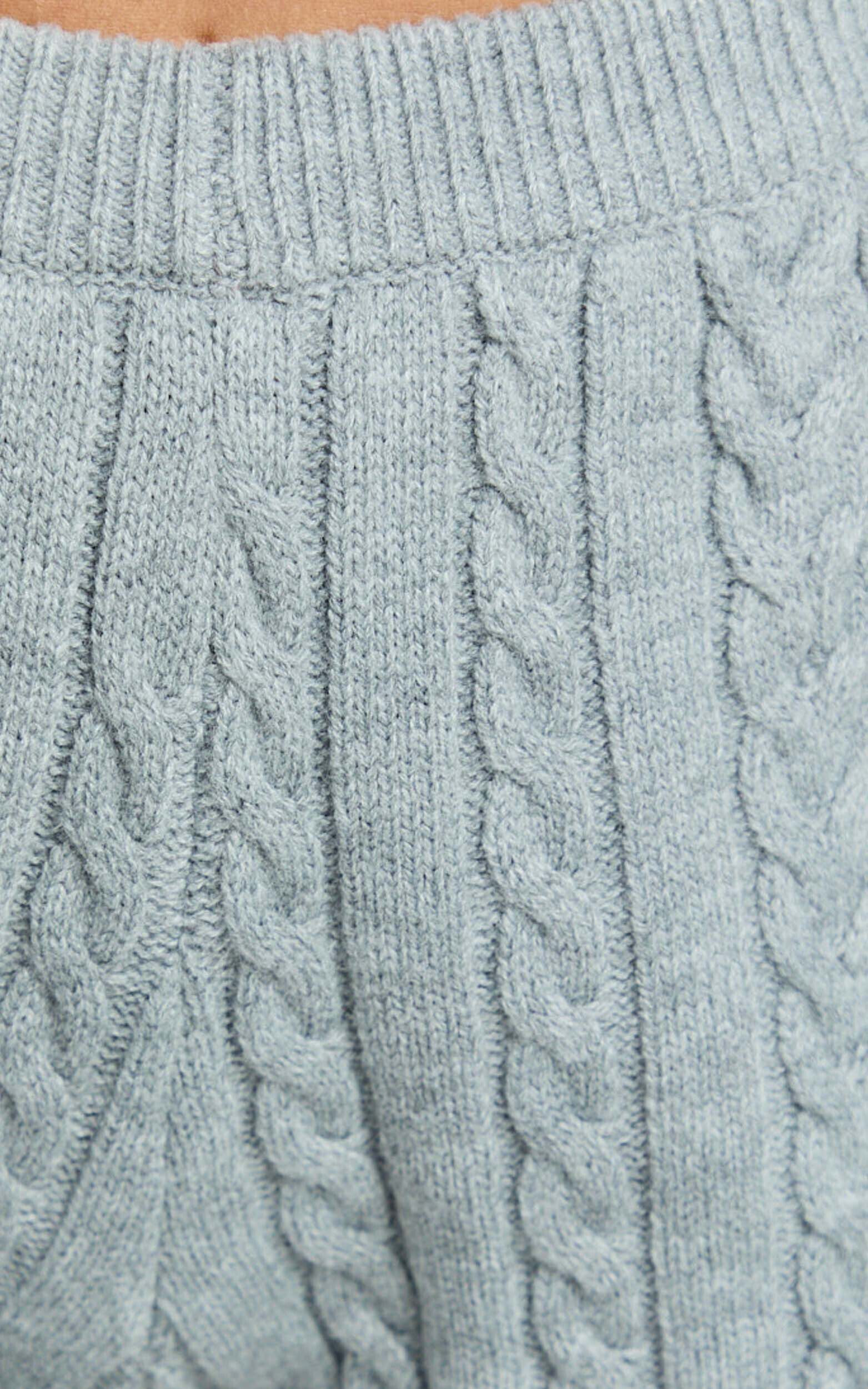 Primrose Shorts- Recycled Cable Knit Mini Shorts in Grey