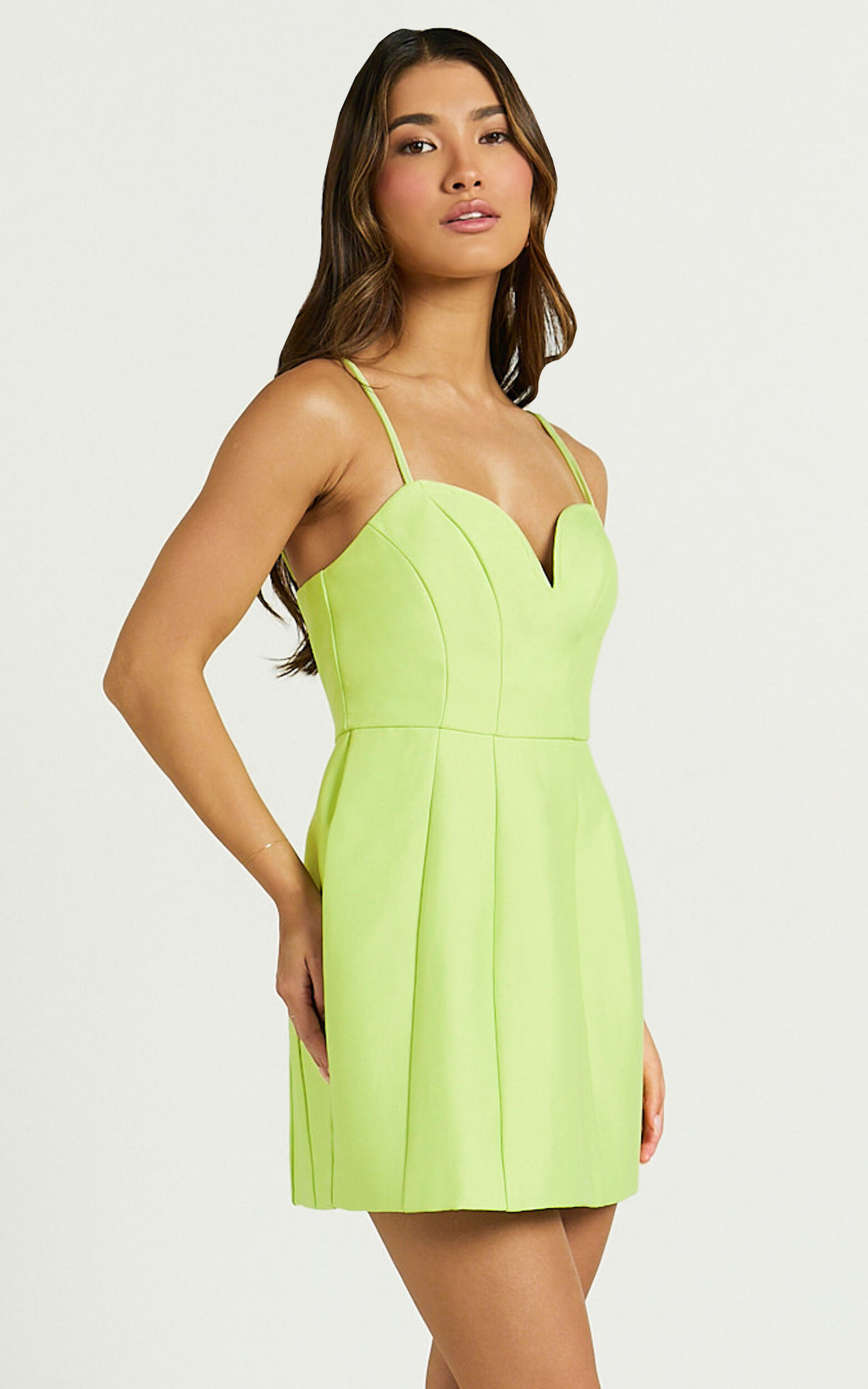 Amalie The Label - Kora Plunge A Line Mini Dress in Citrus