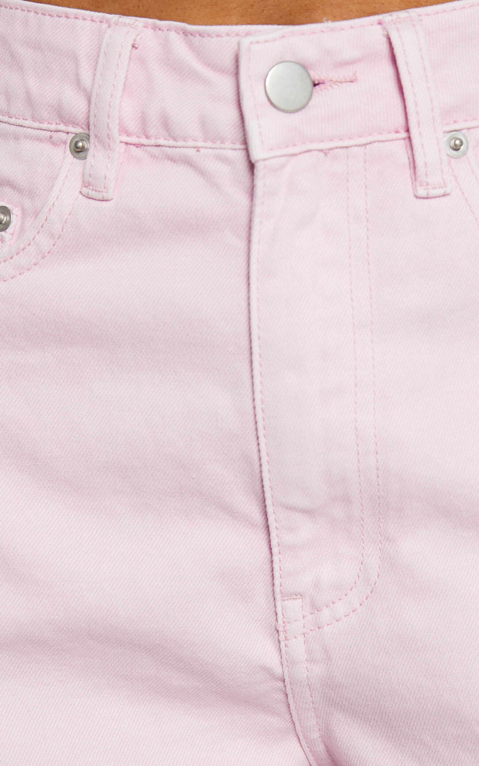 Ruffy Denim Shorts - Cotton Mom Fit Shorts in Pink