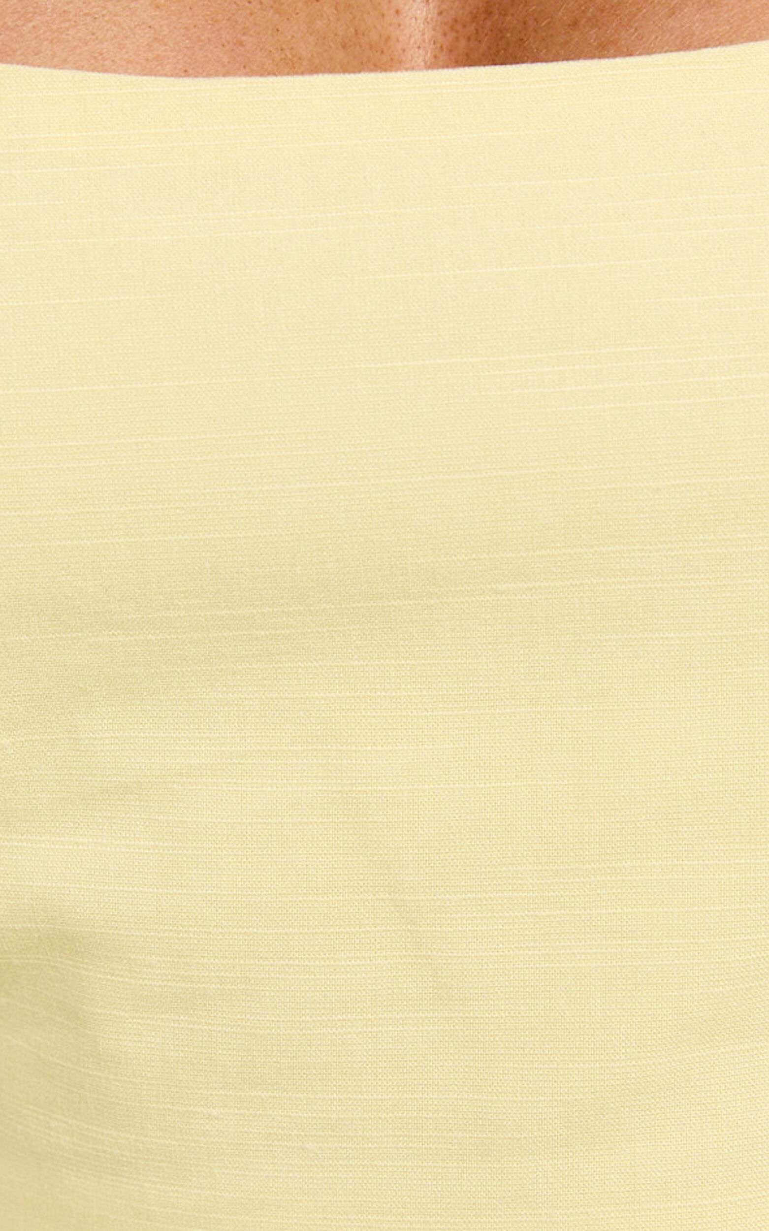 Polina Two Piece Set - Linen Square Neck Crop Top and Tie Waist Skort Set in Lemon