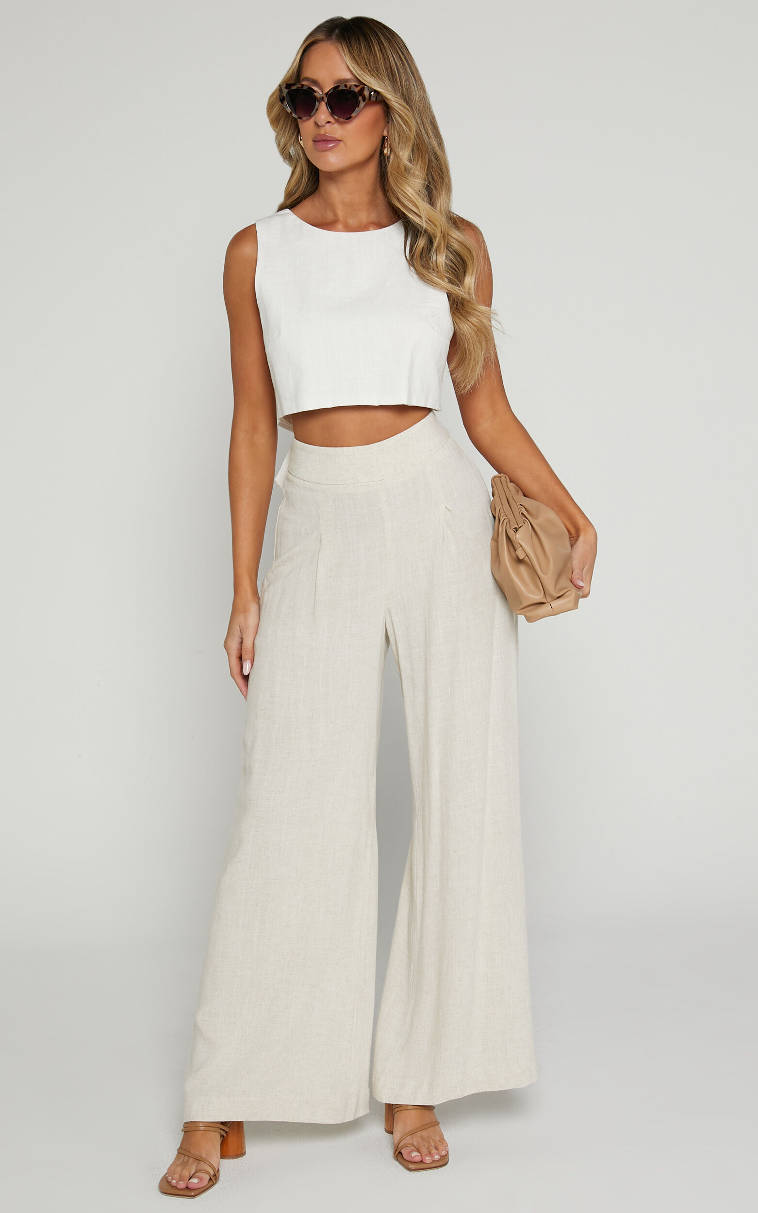 Alina Pants - Linen High Waisted Wide Leg Relaxed Pants in Natural