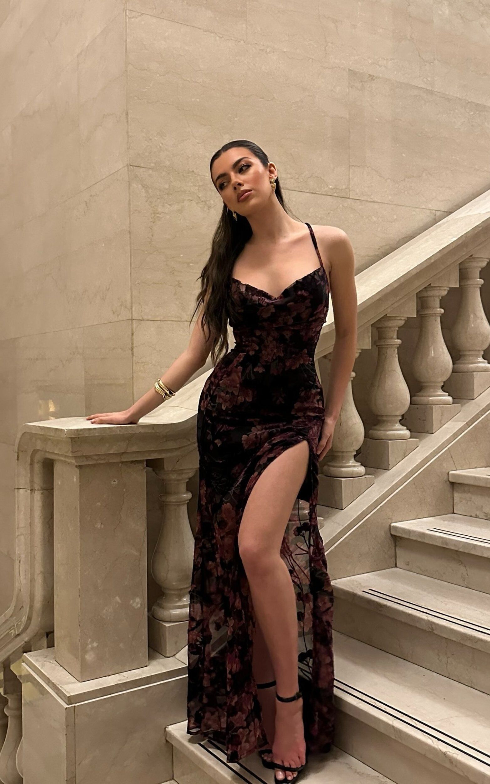 Aletta Maxi Dress - Cowl Cross Back Dress in Aletta Burn Out Floral