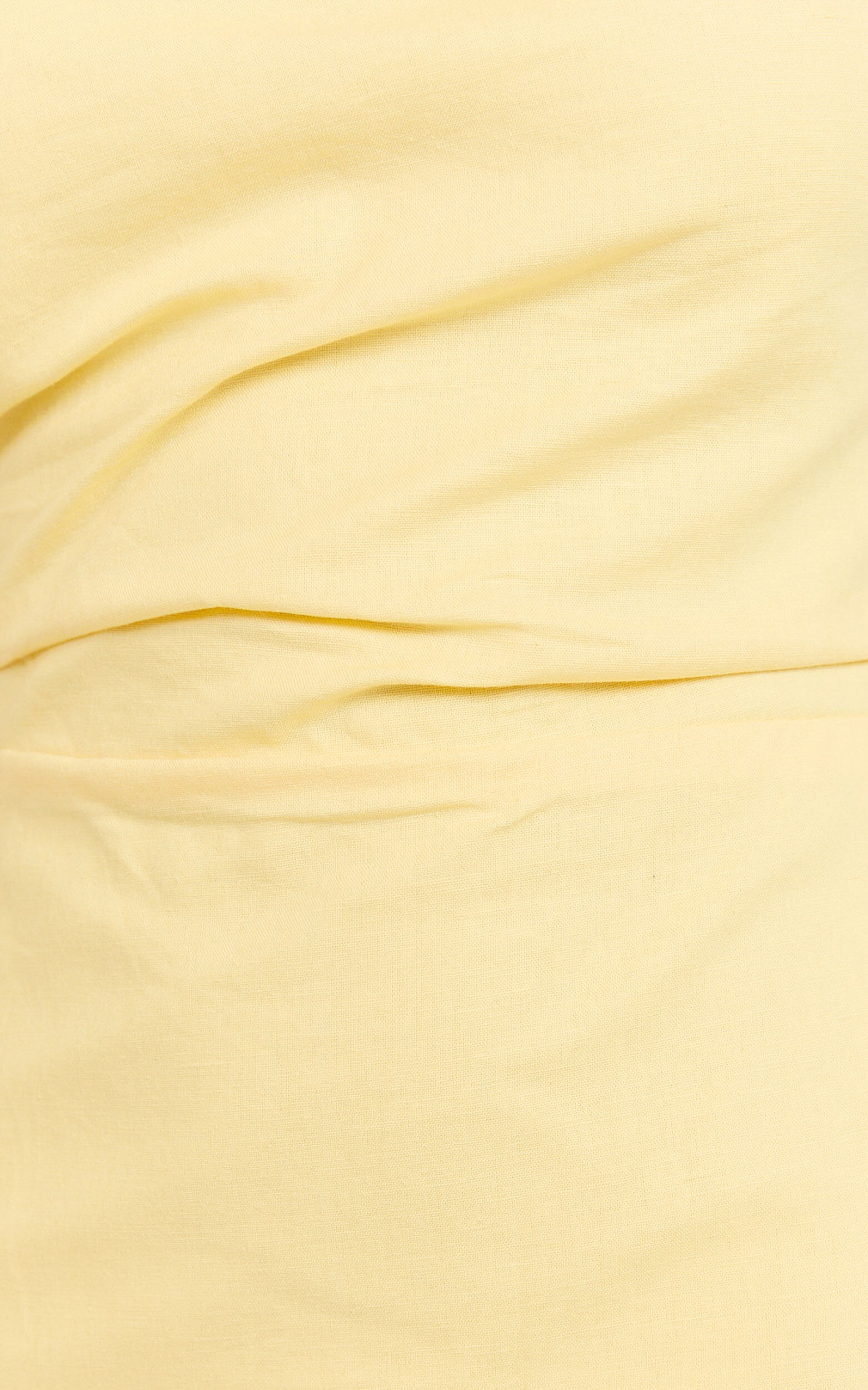 Cincinnati Midi Dress - Off The Shoulder Side Split Column Linen Dress in Lemon