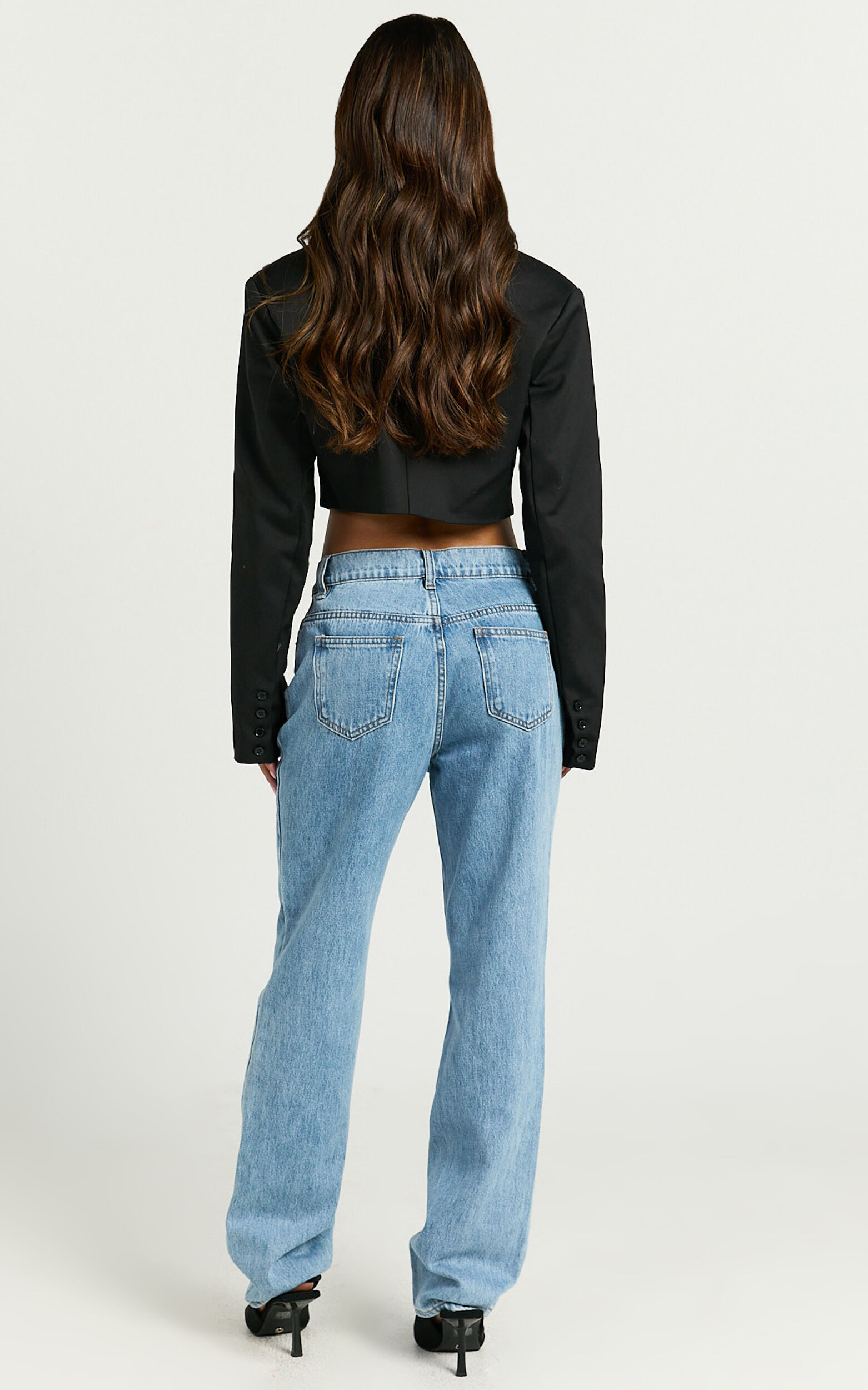 Barker Jeans - Low Rise Recycled Denim Straight Leg Jeans in Mid Blue Wash