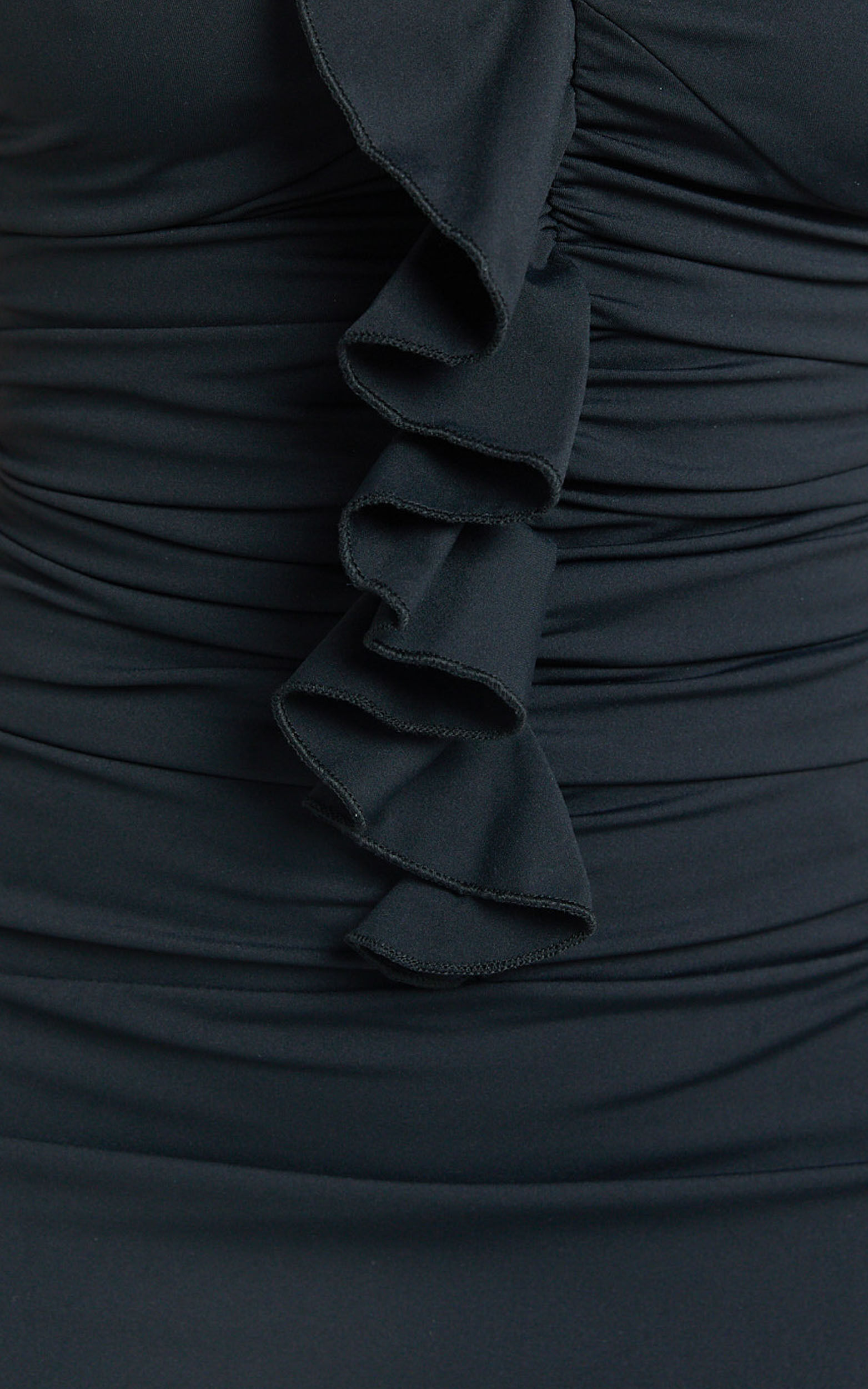 Edeline Maxi Dress - Strapless Sweetheart Ruched Bodycon Dress in Black