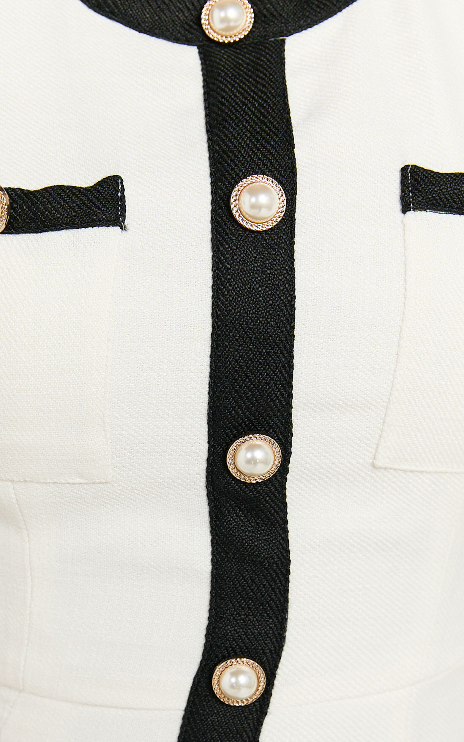 River Mini Dress - Boucle Button Through A Line Dress in White