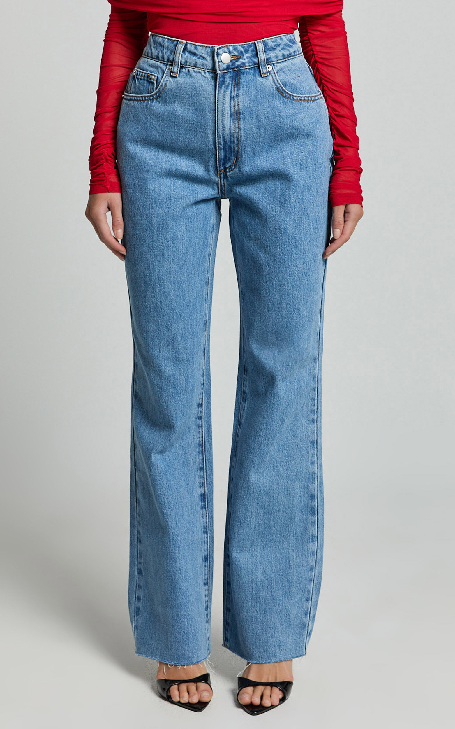 Dexter Jeans - High Waisted Straight Leg Denim Jeans in Blue