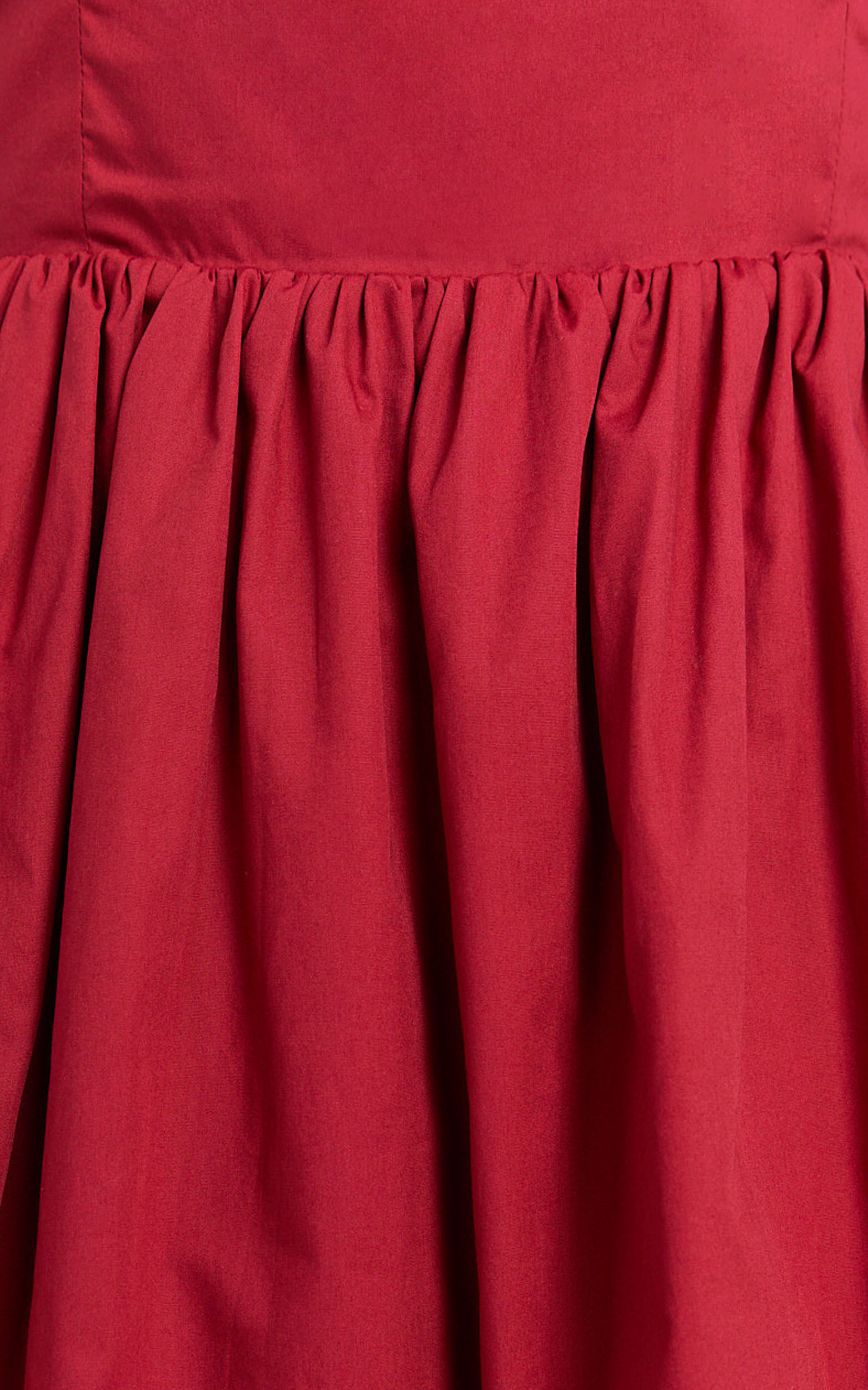 Kimberly Mini Dress - Square Neck Bubble Hem Dress in Red