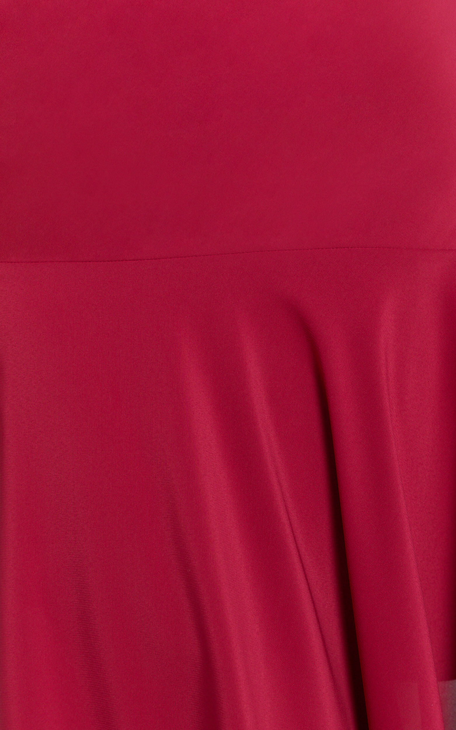 Clare Midi Skirt - Mid Waisted Asymmetric Bias Cut Slip Skirt in Cherry Red