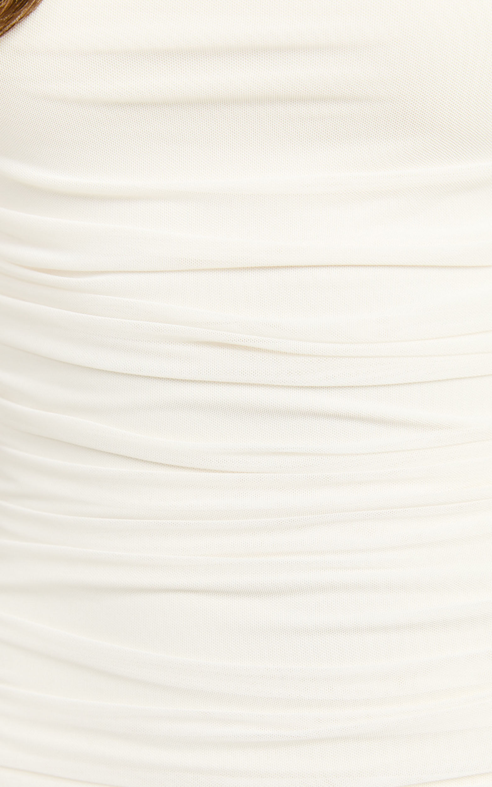 Lupita Mini Dress - Ruched Square Neck Mini Dress in Cream