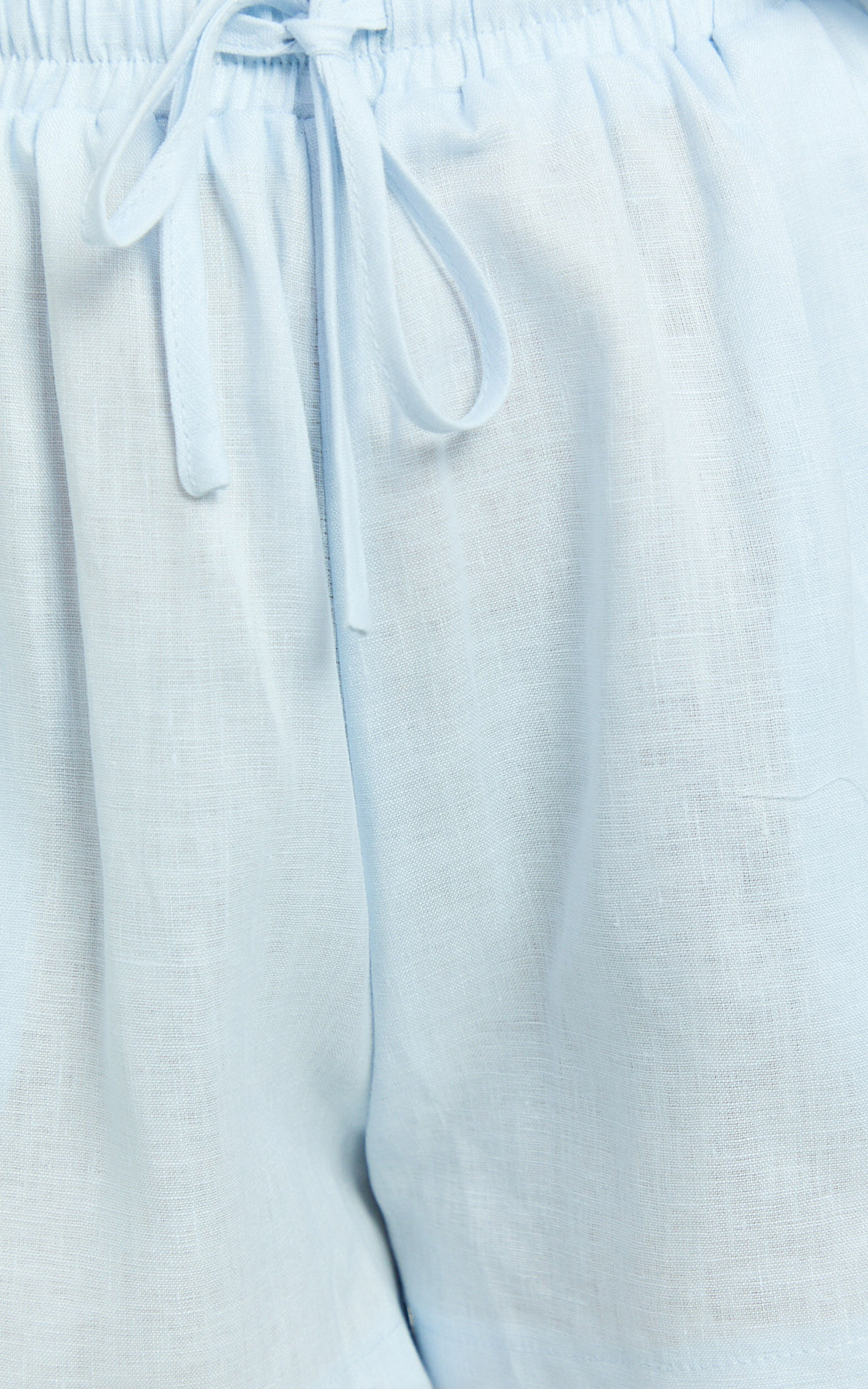 Ramona Linen Shorts - Drawstring Linen Shorts in Pale Blue