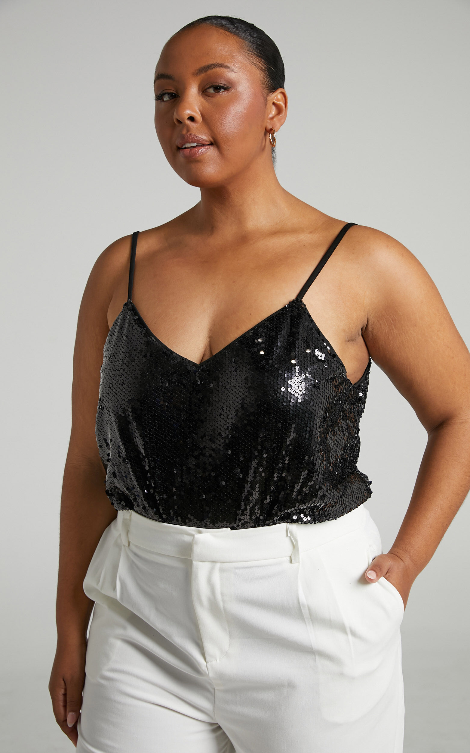 Manika Bodysuit - Sequin Bodysuit in Black