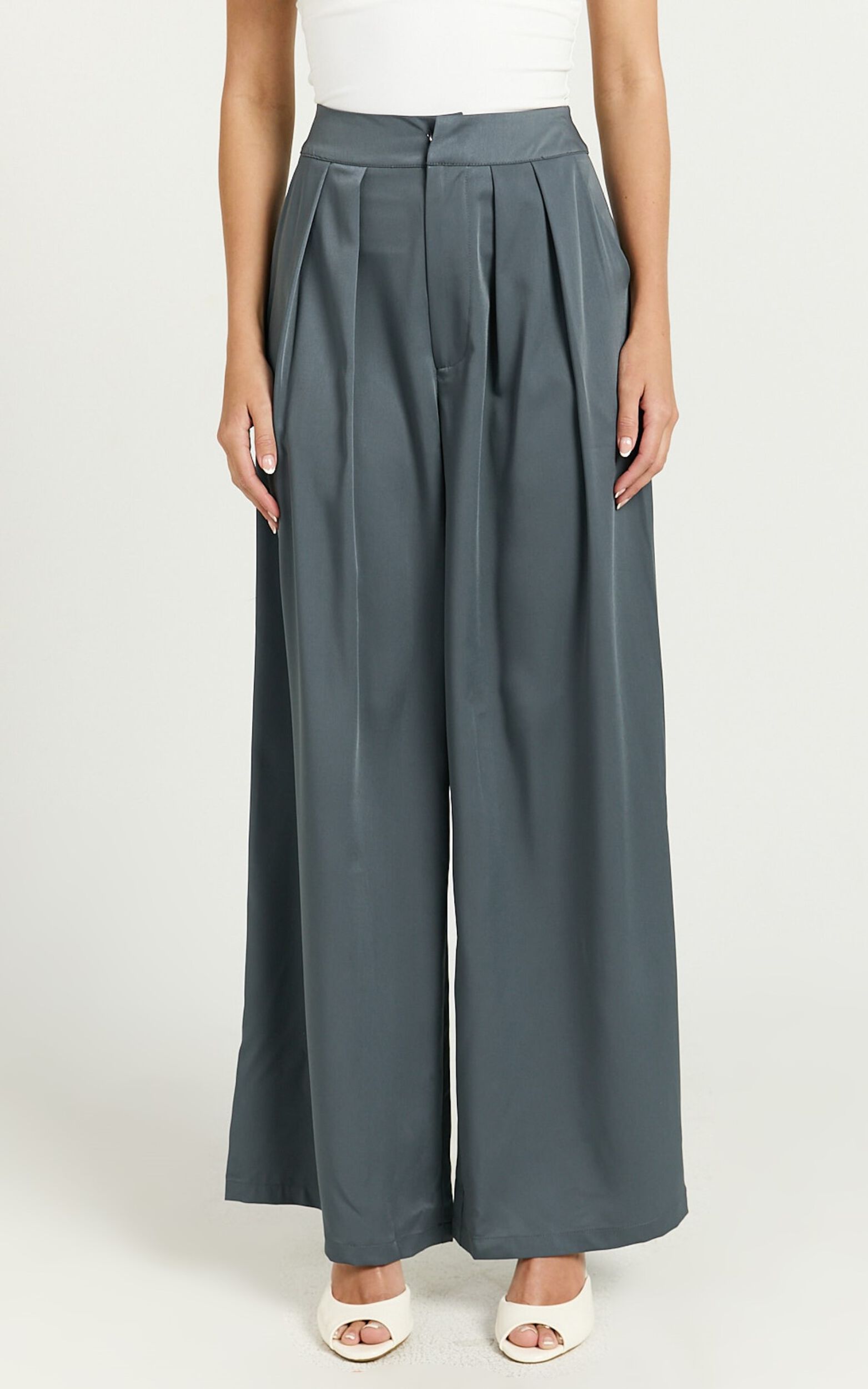 Denver Pant - High Waisted Straight Leg Full Length in Charcoal