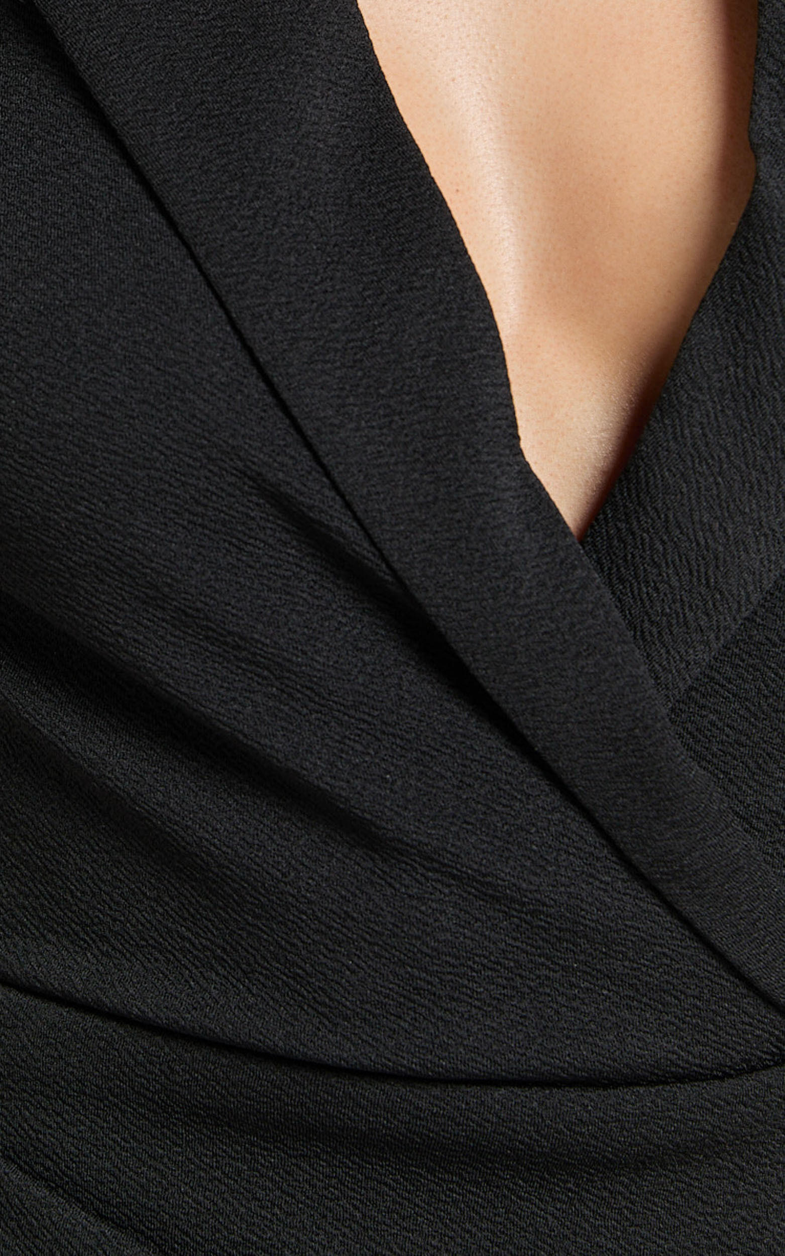 Marielyn Mini Dress - Collared Sleeveless Draped Dress in Black