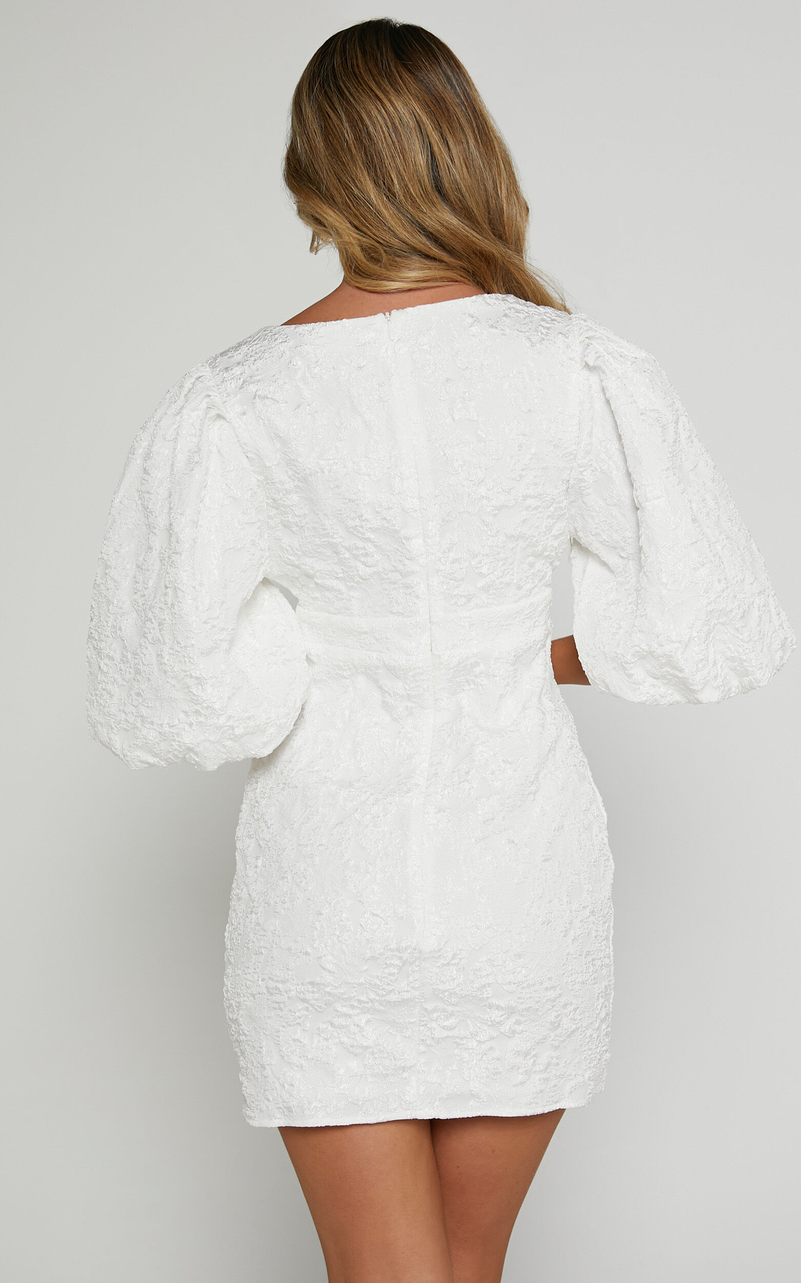 Miley Mini Dress - V Neck Bodycon Dress in White