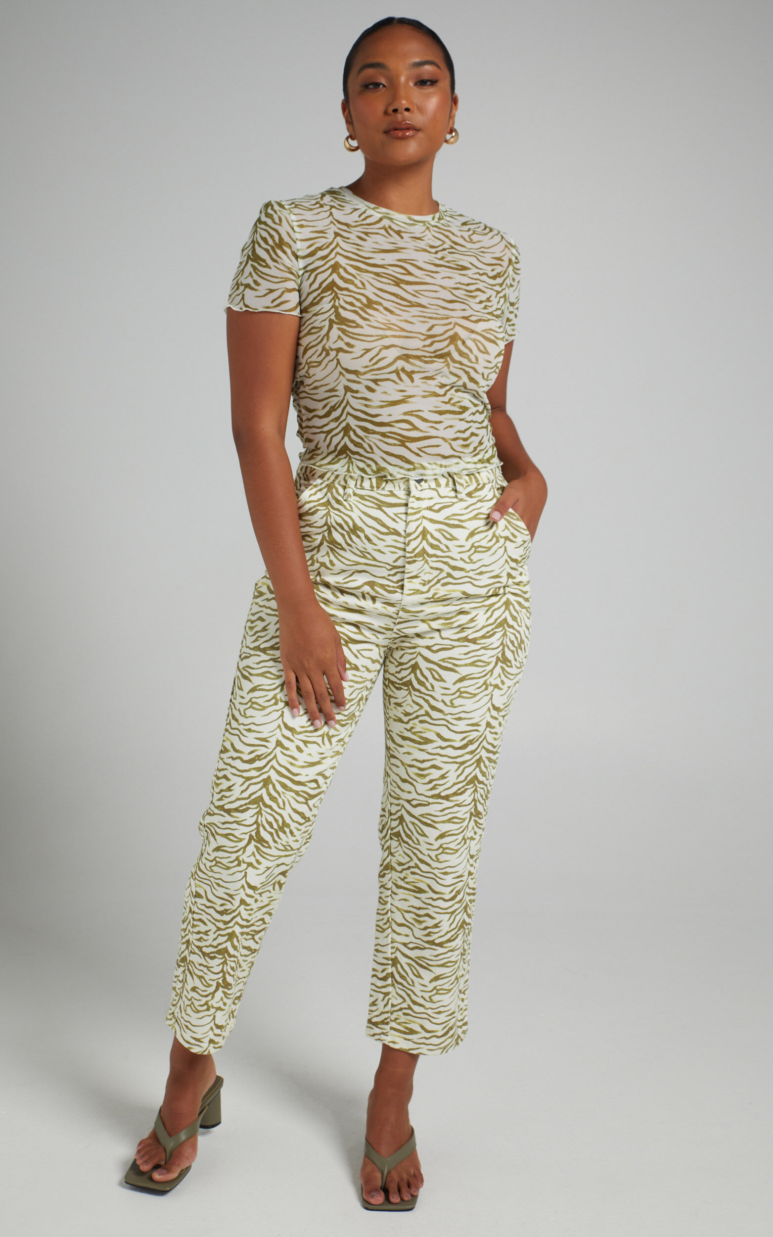 Cools Club - Mid Rise California Pant in HERB ZEBRA