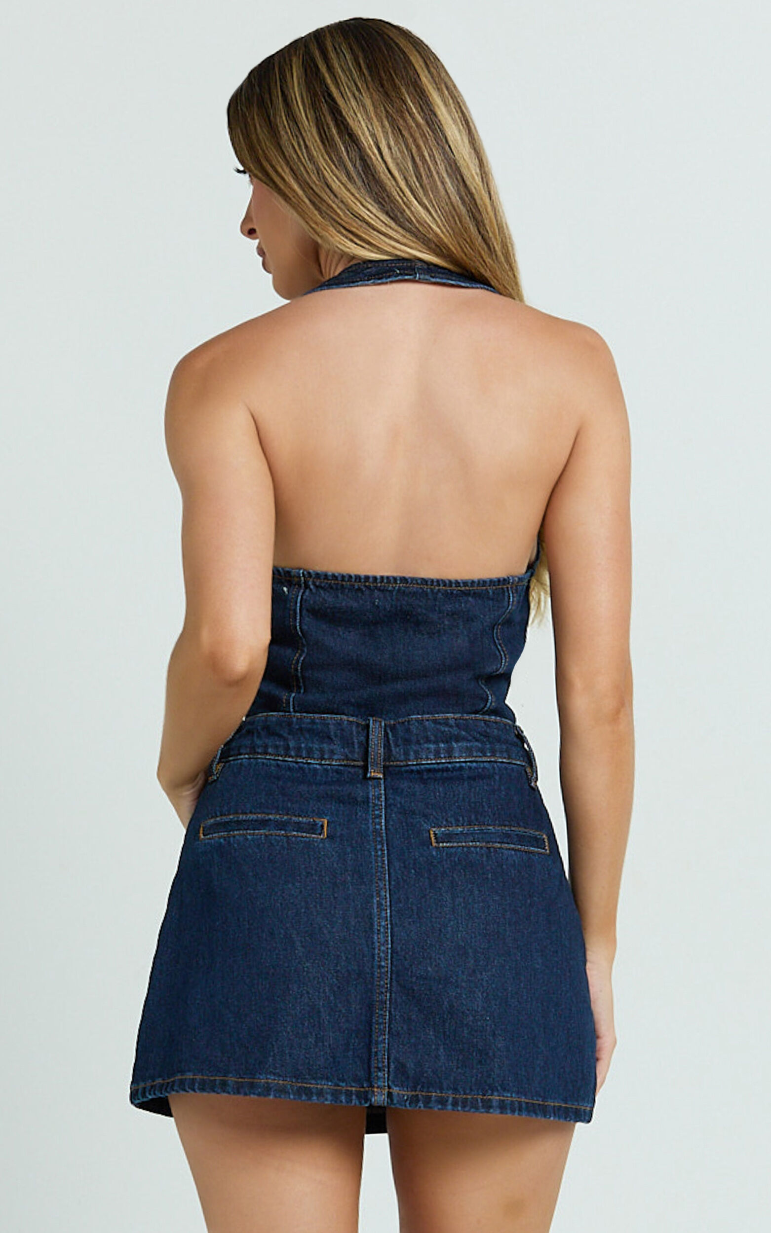 Walton Skort - Mid Waisted Recycled Denim Skort in Indigo Wash
