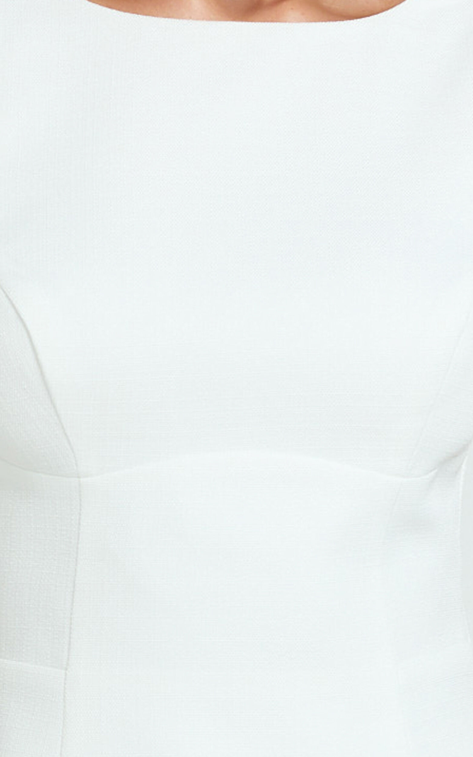 Raquelle Mini Dress - Boucle Boat Neck V Back Fit and Flare Dress in White
