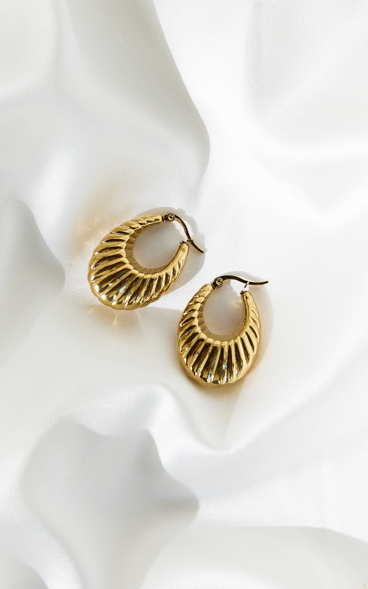Sasha Earrings - Textured Hoop Earrings in Gold