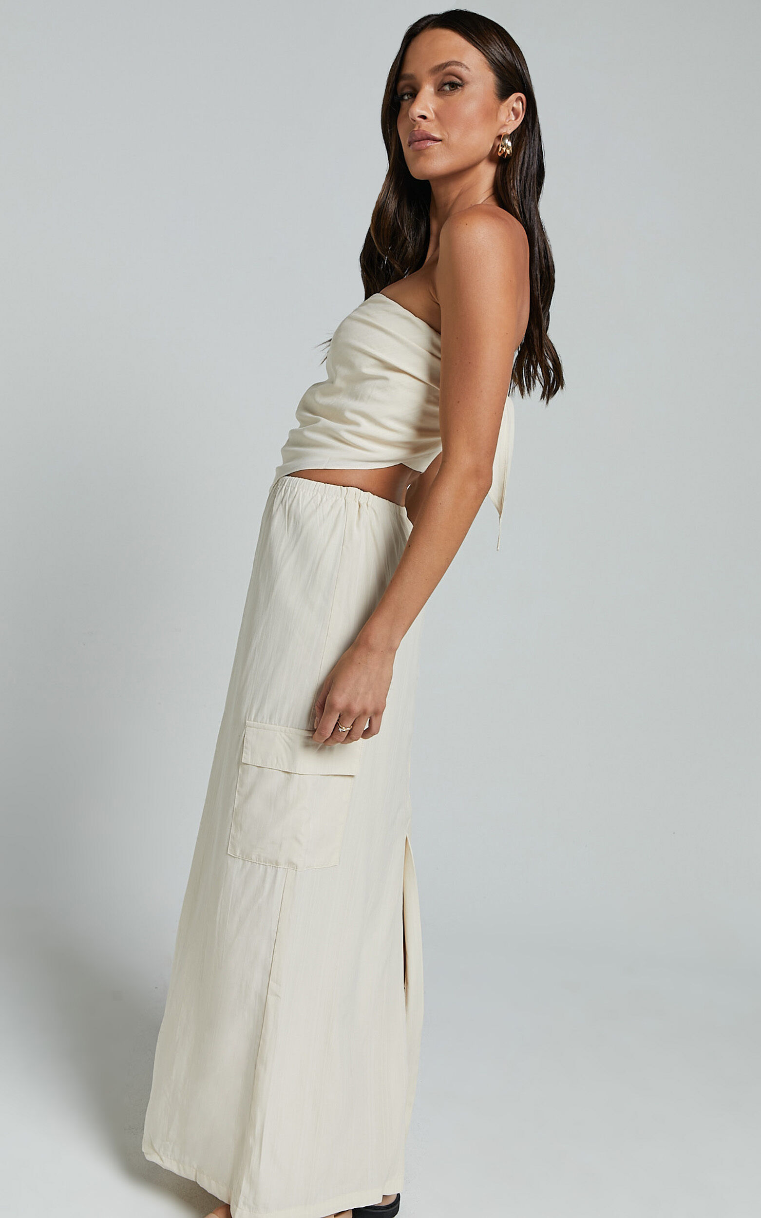 Runaway The Label - Picilo Long Maxi Skirt in Stone