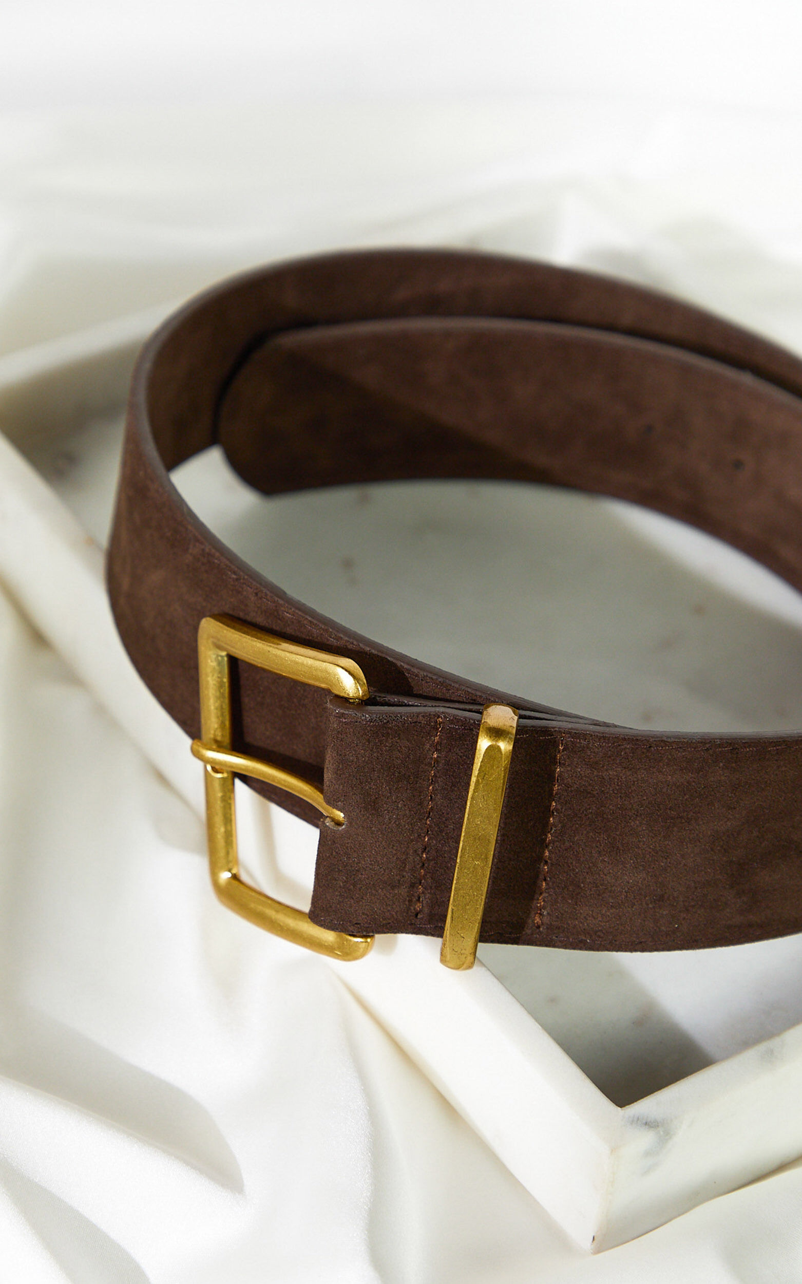 Michelle Belt - Wide Suede Belt in Brown