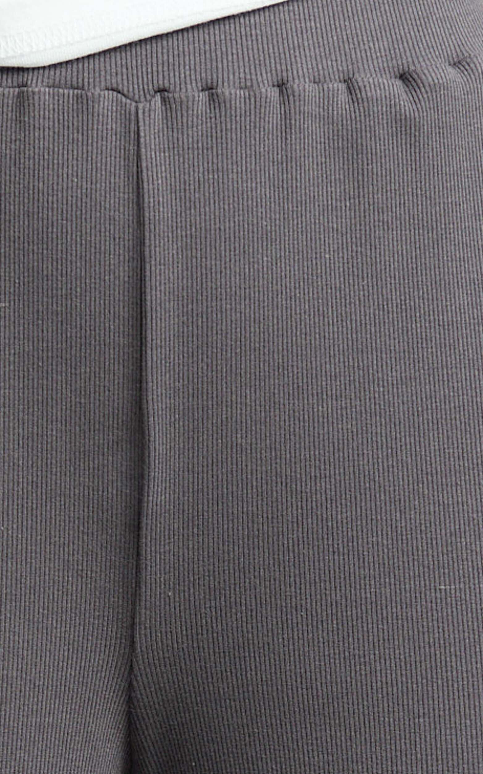 Amalthea Pants - High Waisted Jersey Rib Wide Leg Pants in Charcoal