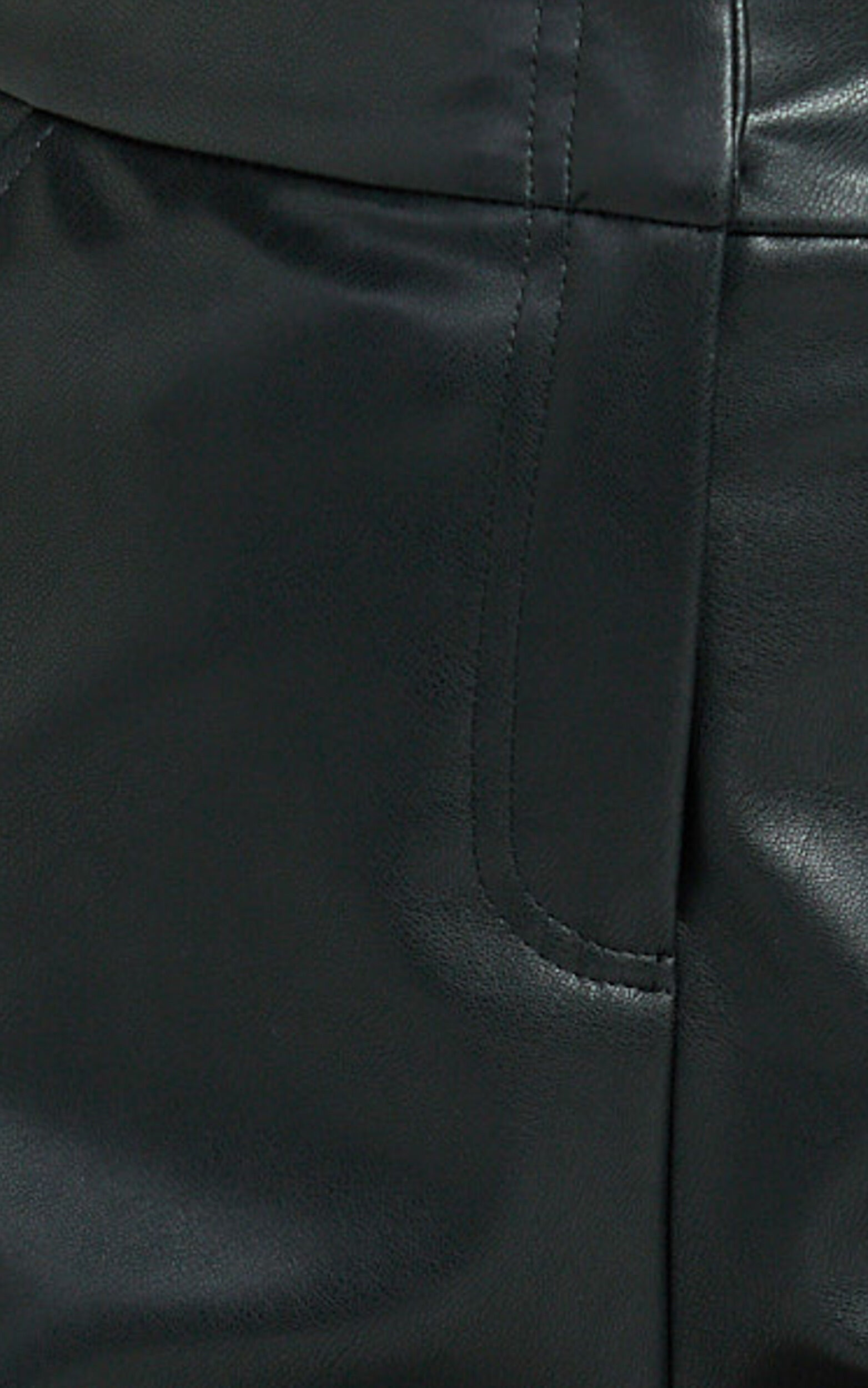 Braelyn Shorts - Faux Leather Mid Waisted Mini Shorts in Black