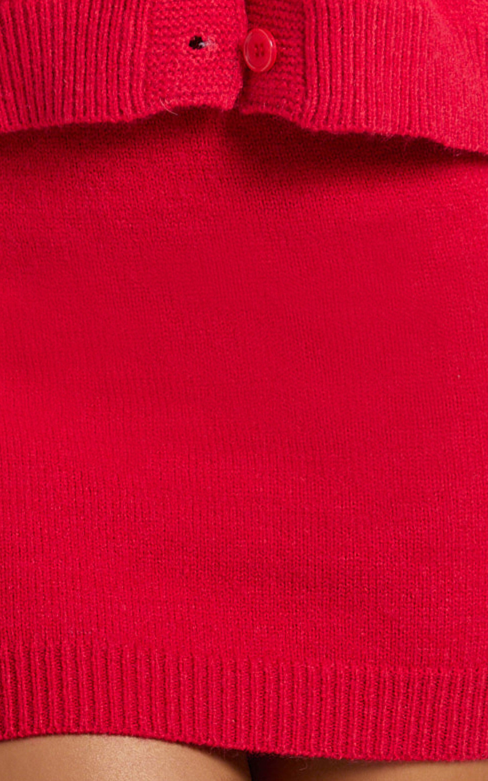 Rowena Mini Skirt - Knit Skirt in Red