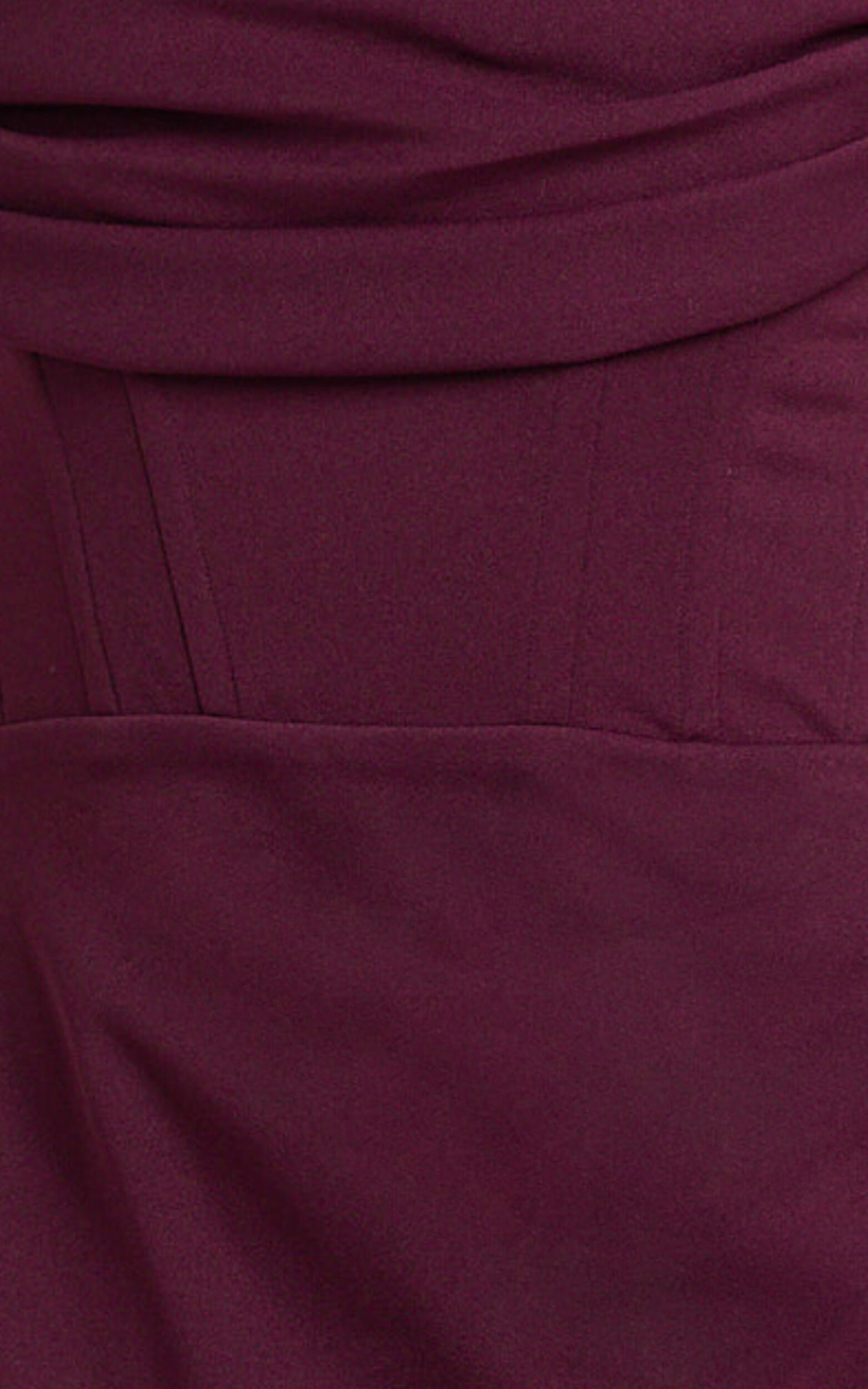 Marcel Maxi Dress - Off Shoulder Corset High Split Dress in Wine