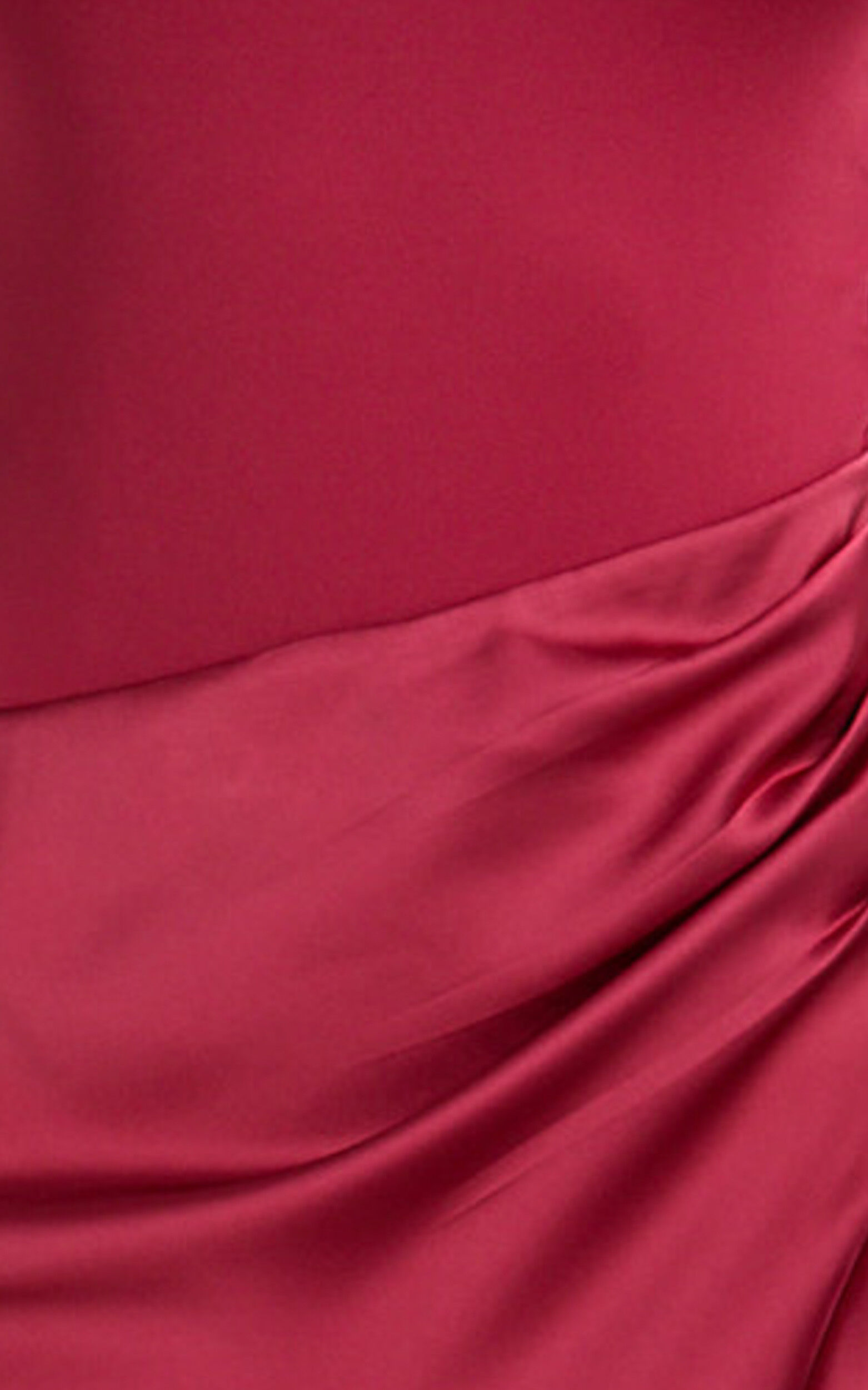 Pepper Maxi Dress - High Neck Bodysuit with Draped Skirt in Cherry