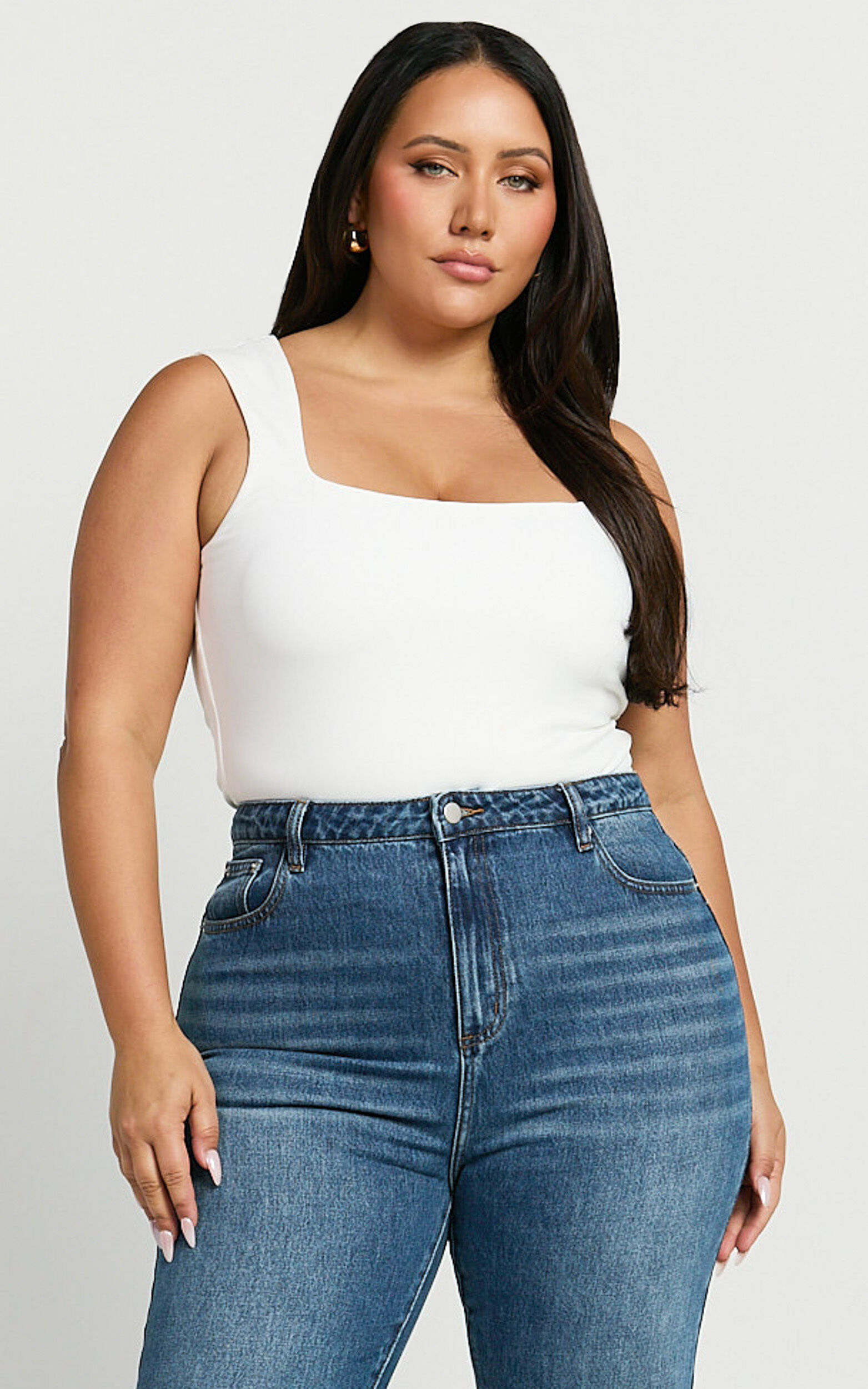 Ophelia Top - Square Neck Jersey Top in Off White