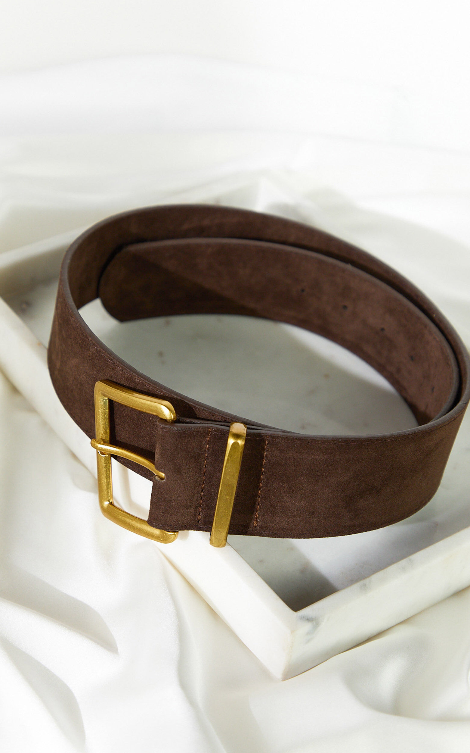 Michelle Belt - Wide Suede Belt in Brown