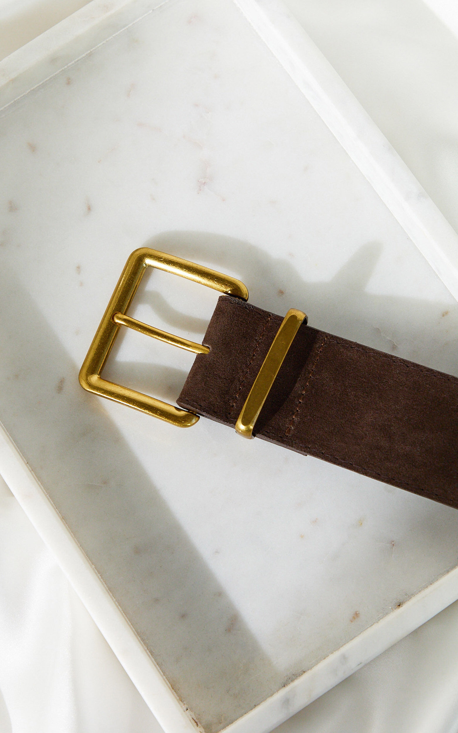 Michelle Belt - Wide Suede Belt in Brown