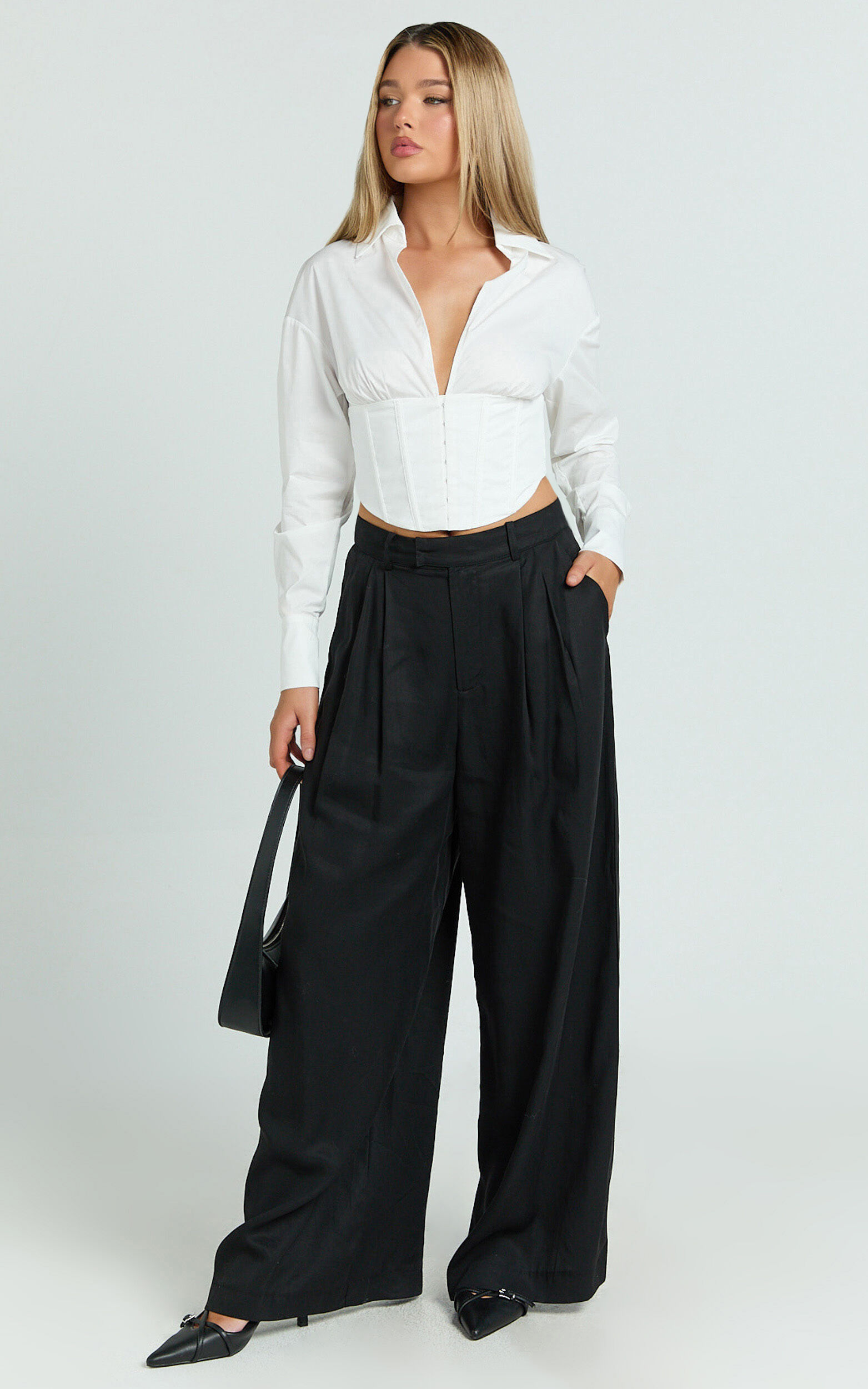Clarke Pants - High Waist Wide Leg Pants in Black