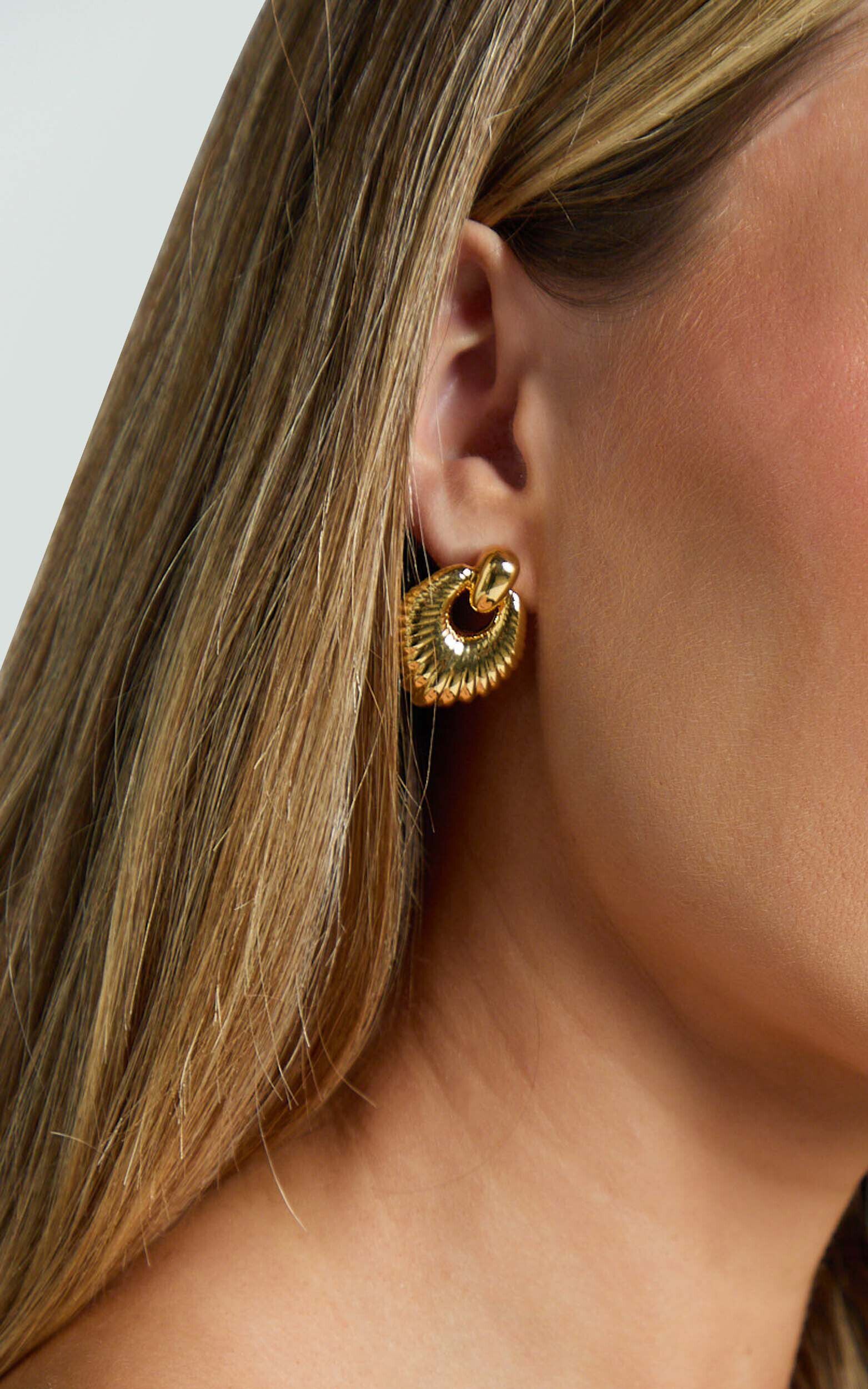 Maddie Earrings - Textured Drop Earrings in Gold