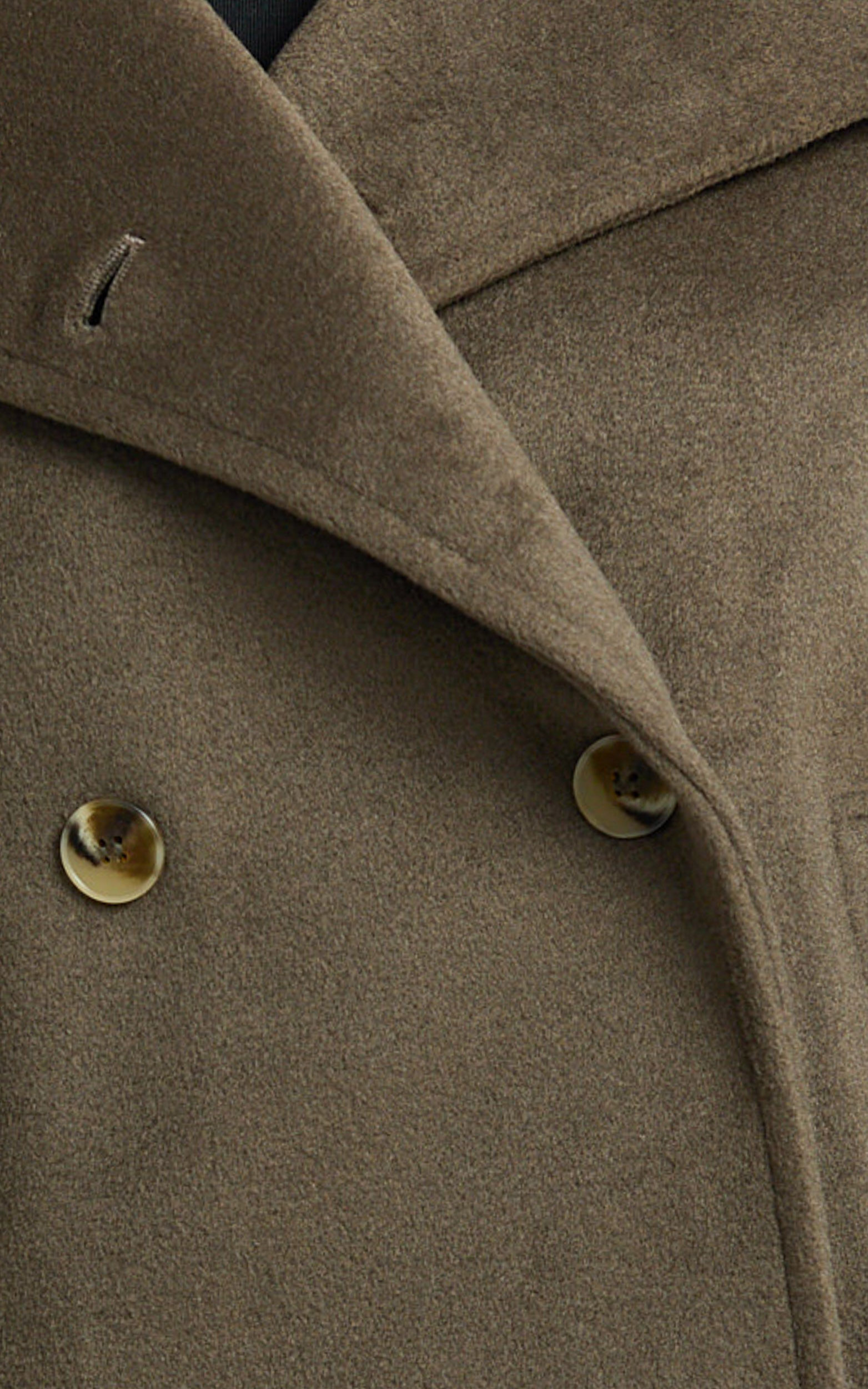 Yasmine Coat - Double Breasted High Neck Short Wool Like Coat in Mink