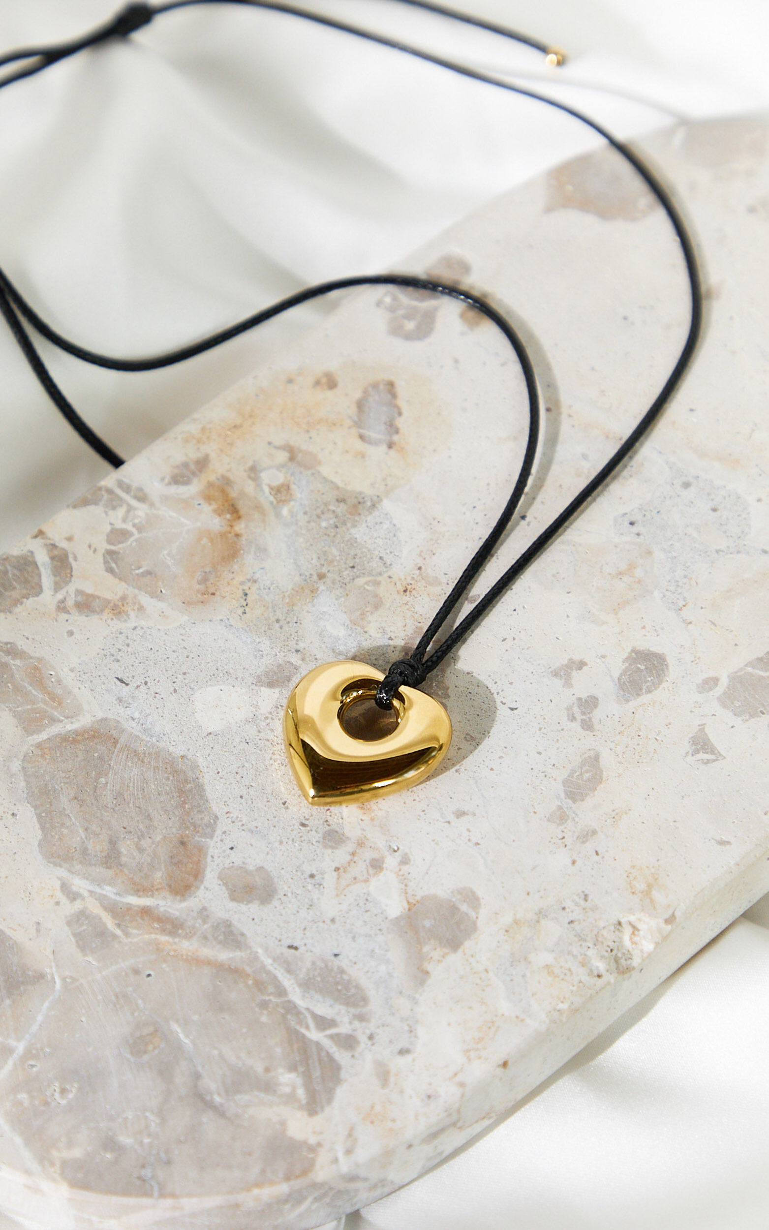 Demelza Necklace - Heart Rope Necklace in Gold