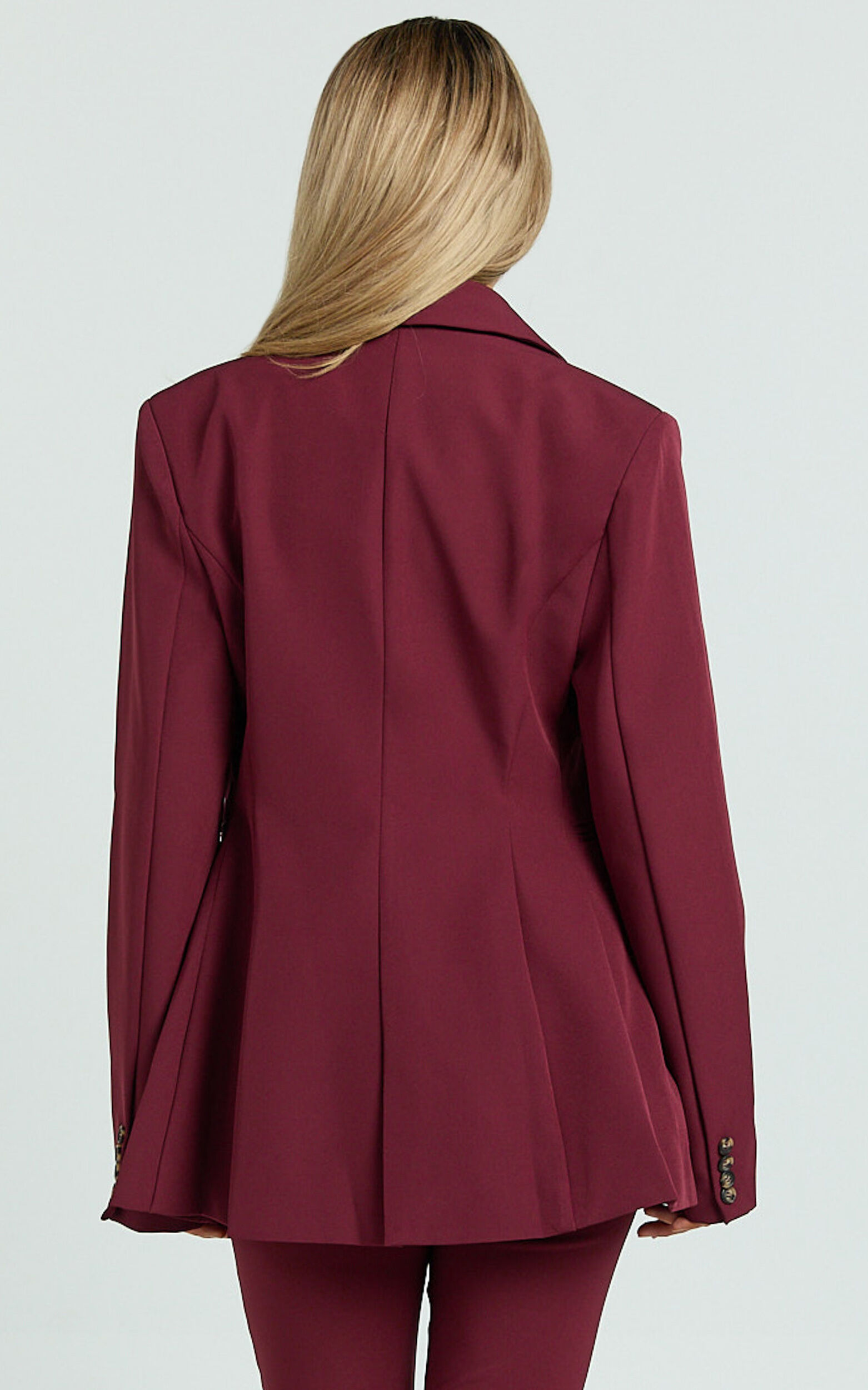 Irene Blazer - Fitted Cinched Waist Blazer in Wine