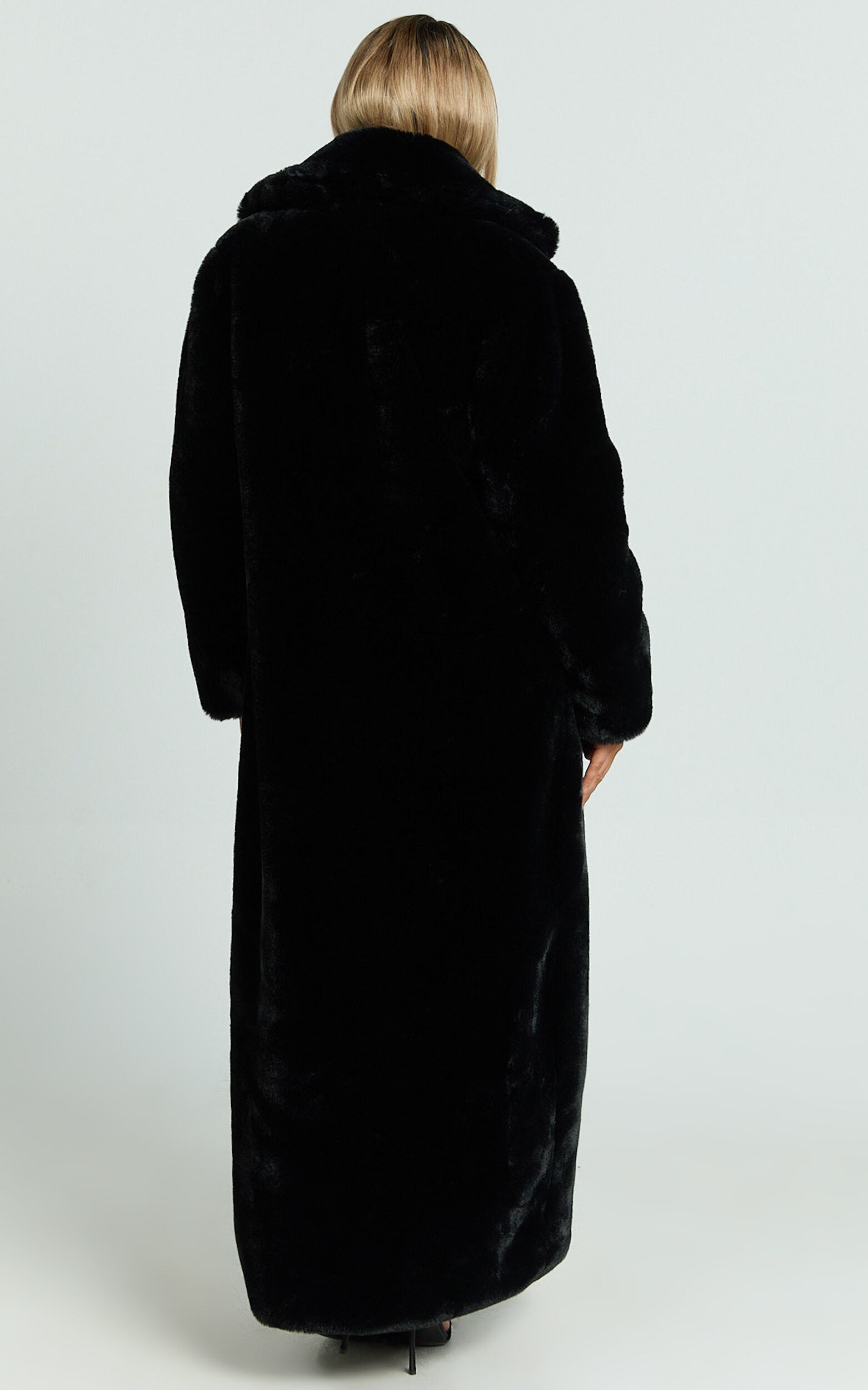 Dana Coat - Longline Faux Fur Coat in Black