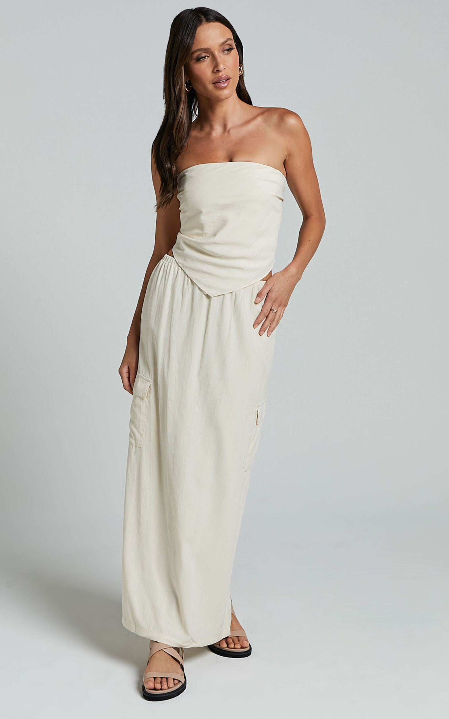 Runaway The Label - Picilo Long Maxi Skirt in Stone